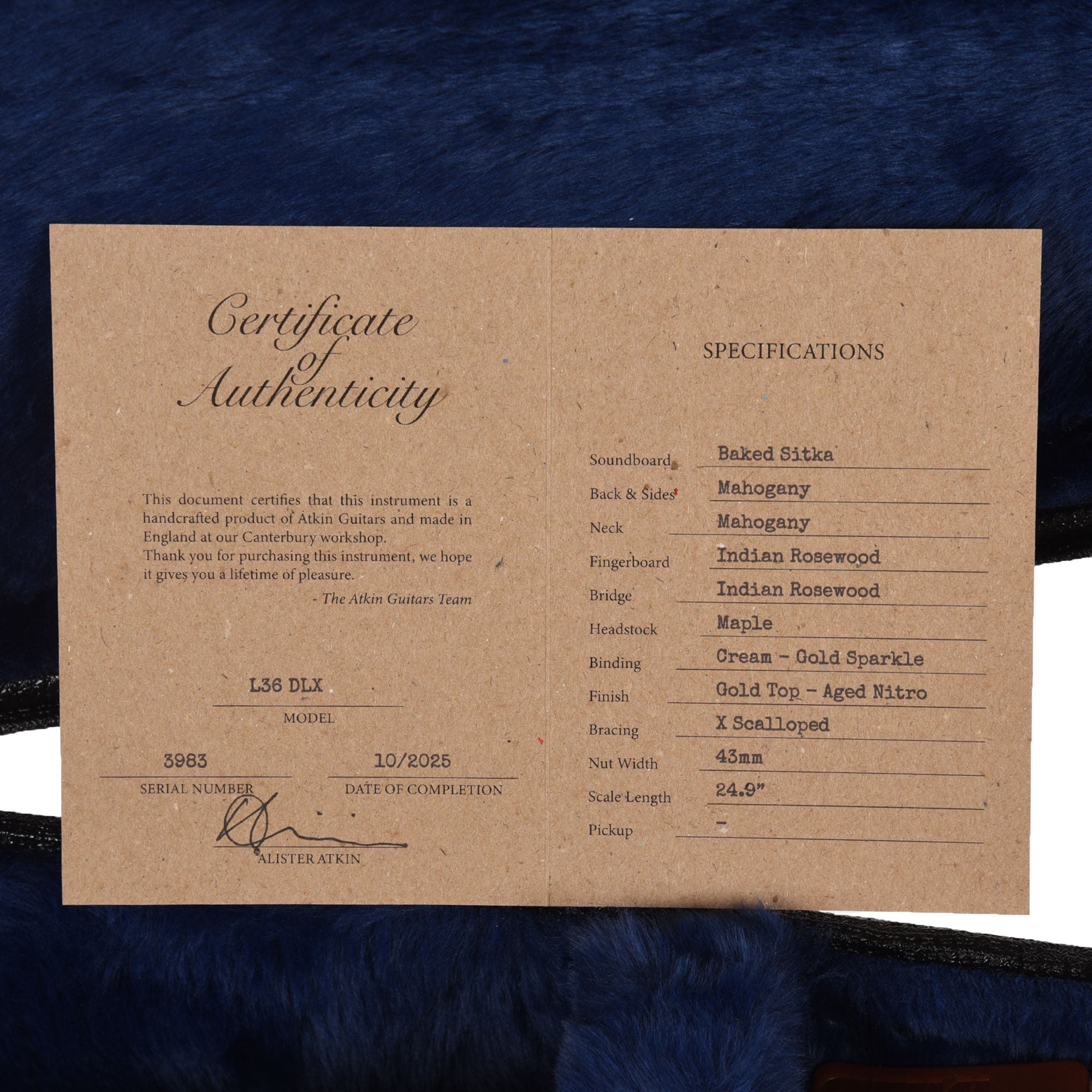 Atkin The Thirty Six Deluxe Aged Baked Sitka/Mahogany Gold