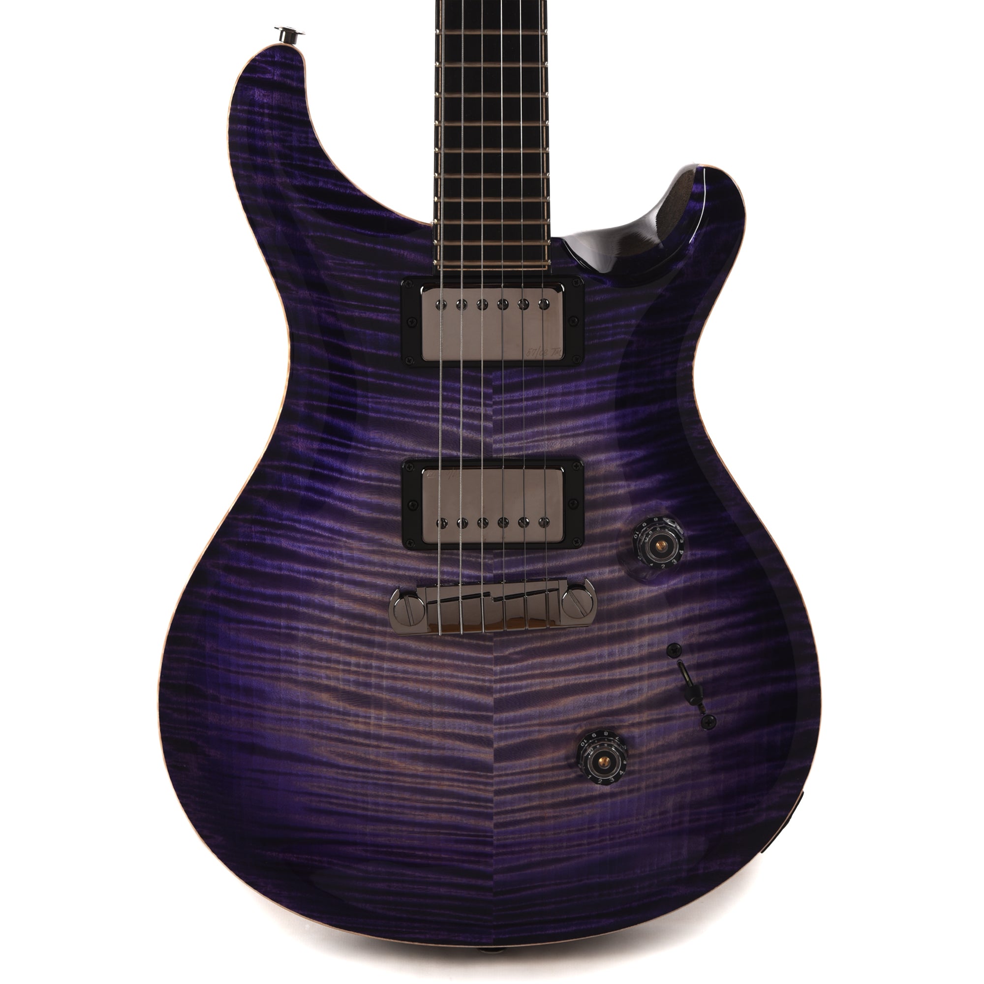 PRS Private Stock #11757 Custom 24 Stoptail Curly Maple/Swamp Ash Purple Glow w/Pale Moon Ebony Neck & Bats in Flight Inlay