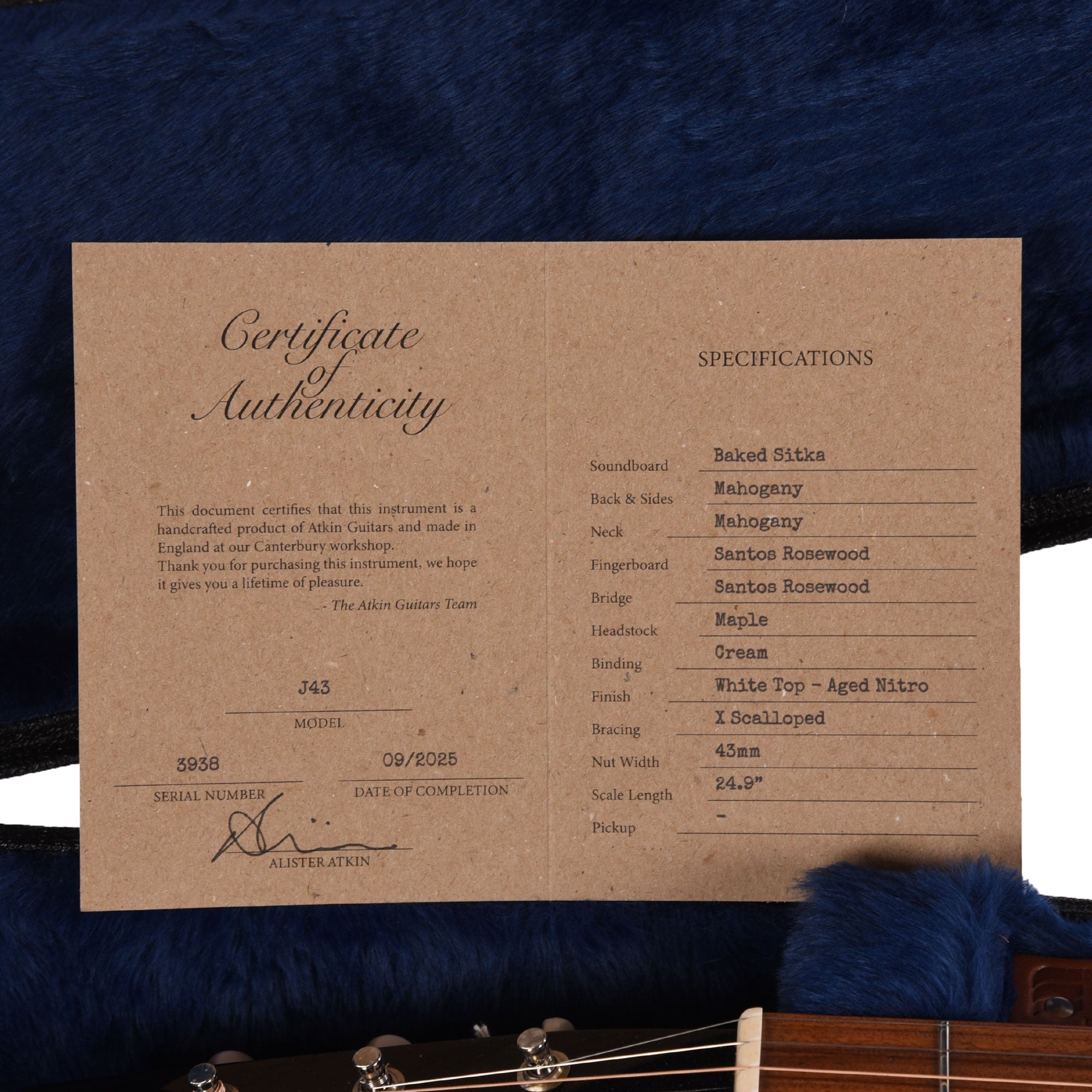 Atkin The Forty Three Baked Sitka/Mahogany White Top w/Tortoise Pickguard