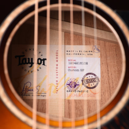 Taylor Custom Grand Pacific European Spruce/Mahogany Vintage Sunburst Top w/Figured Maple Binding