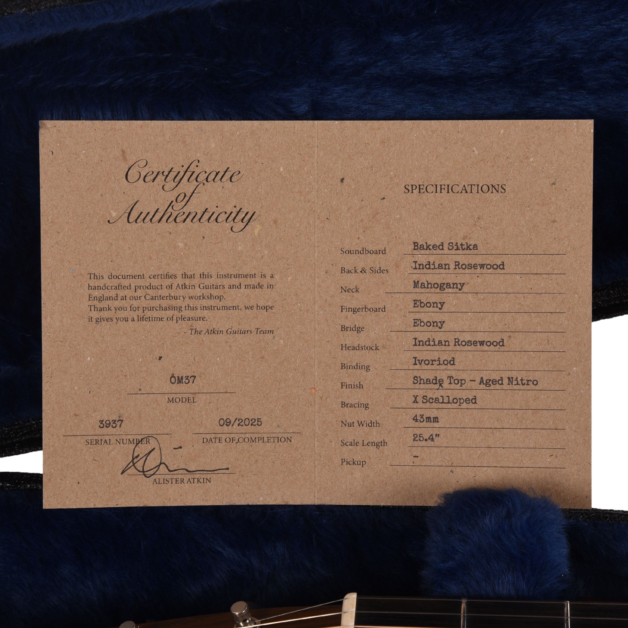 Atkin OM37 Baked Sitka/Rosewood Aged Sunburst