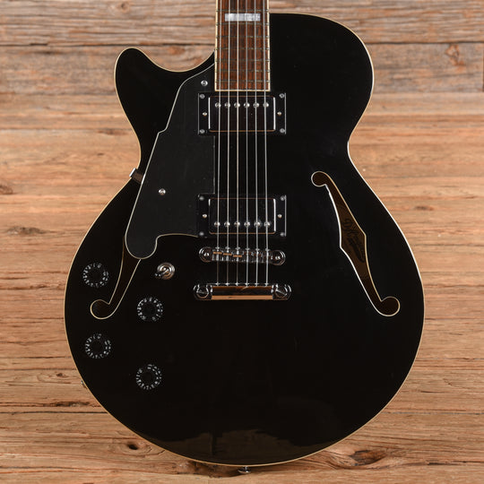 D'Angelico Premier SS Semi-Hollow Single Cutaway Black  LEFTY