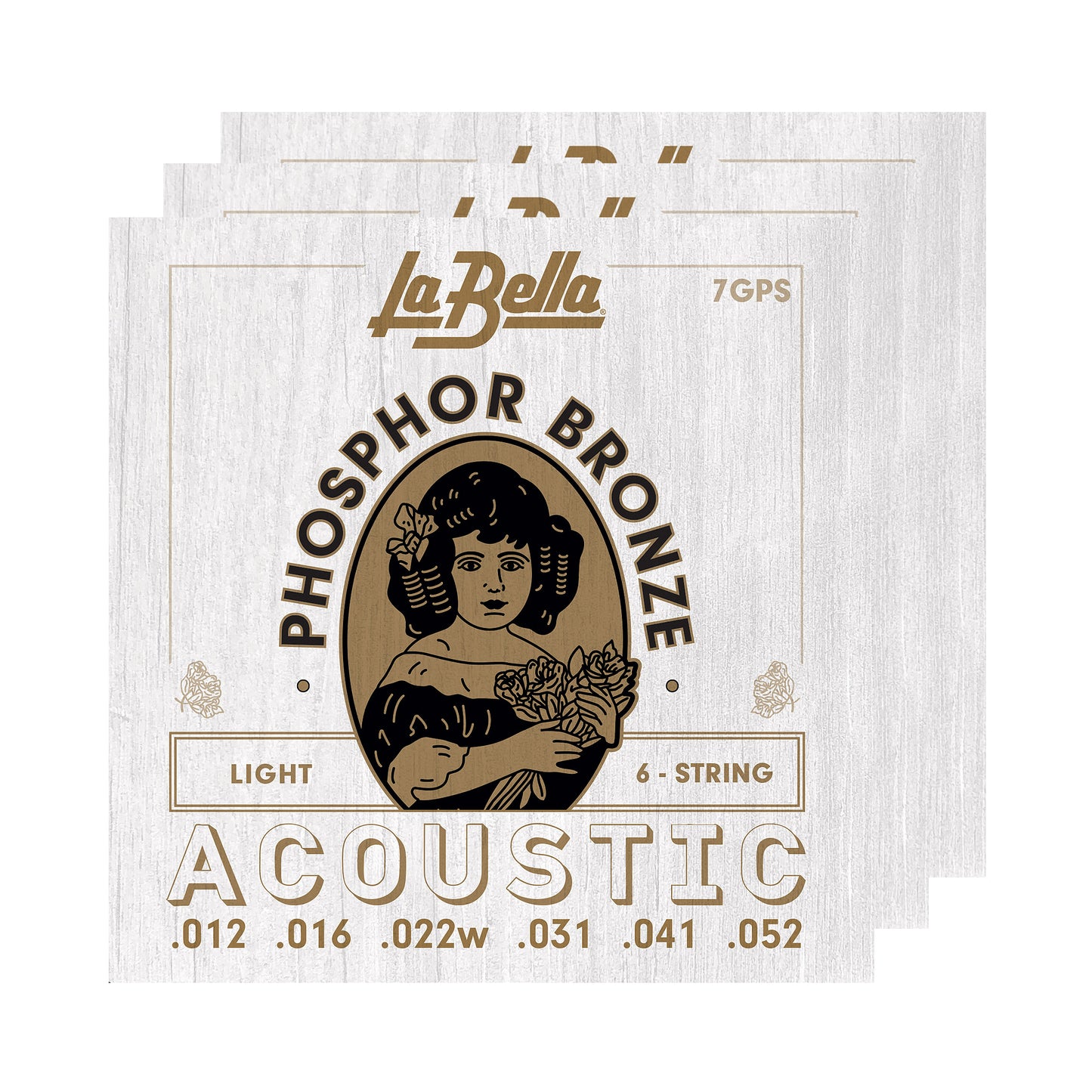 La Bella 7GPS Phosphor Bronze Acoustic Guitar Strings 12-52 (3-Pack)