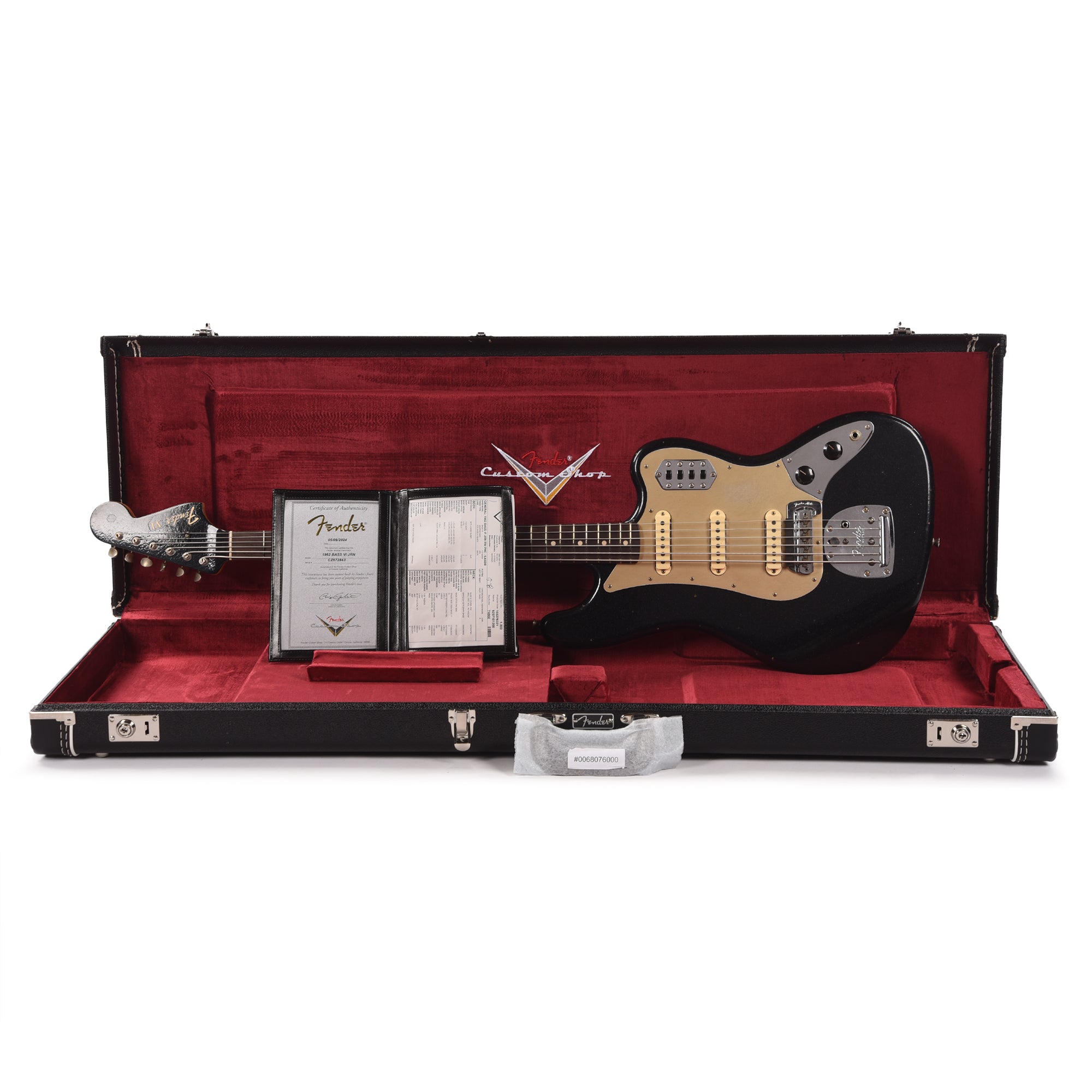 Fender Custom Shop 1962 Bass VI Journeyman Super Aged Space Dust Black w/Anodized Gold Pickguard