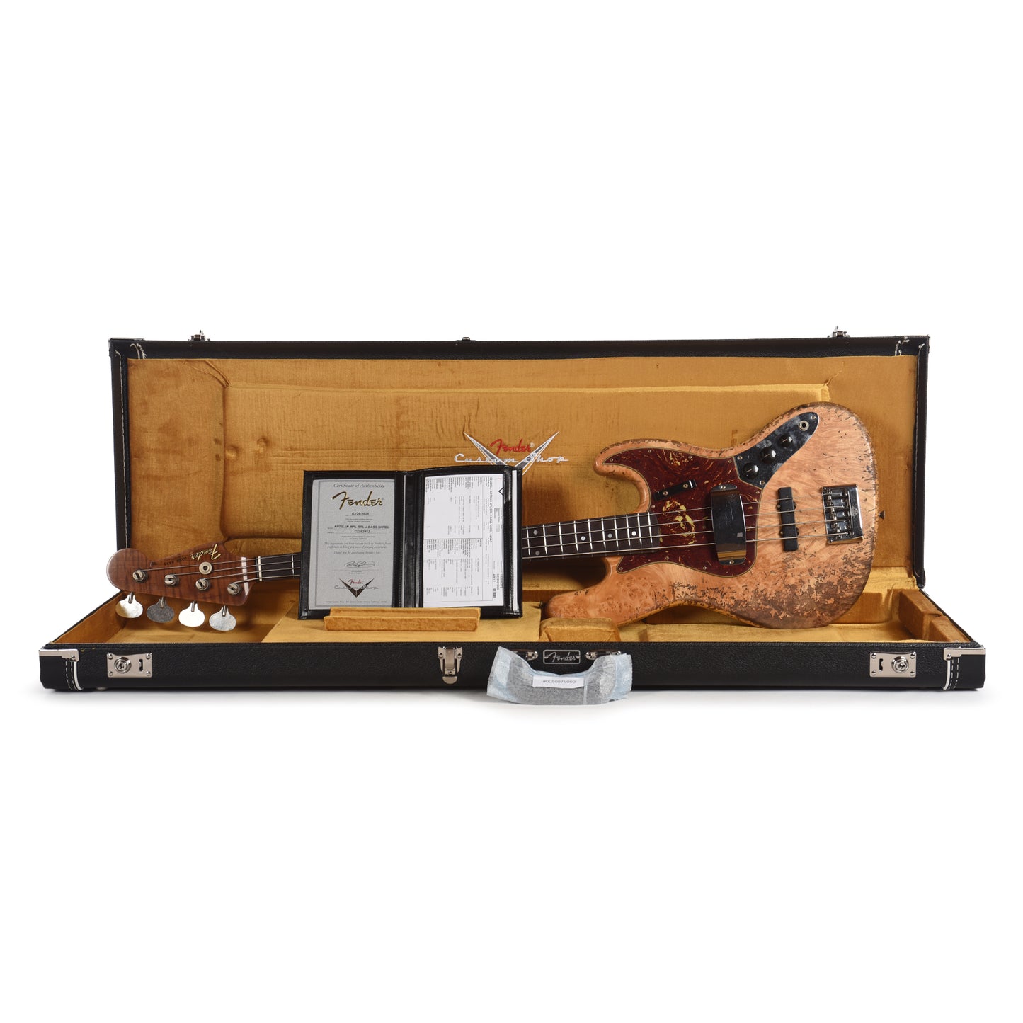 Fender Custom Shop Artisan Maple Burl Jazz Bass Super Heavy Relic Aged Natural