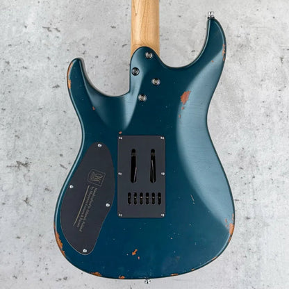 Mayones Aquila V24 Aged S 6 Swamp Ash Monolith Dark Turquoise Metallic Nitro w/Birdseye Maple TEW 3A Neck