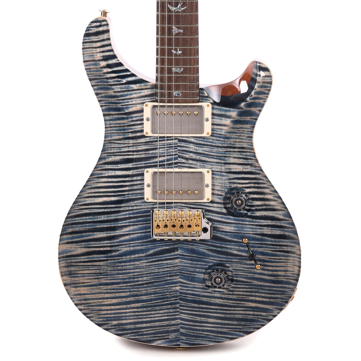 PRS Wood Library Custom 24 Fat Back 10-Top Flame Faded Whale Blue w/Brazilian Rosewood Fingerboard