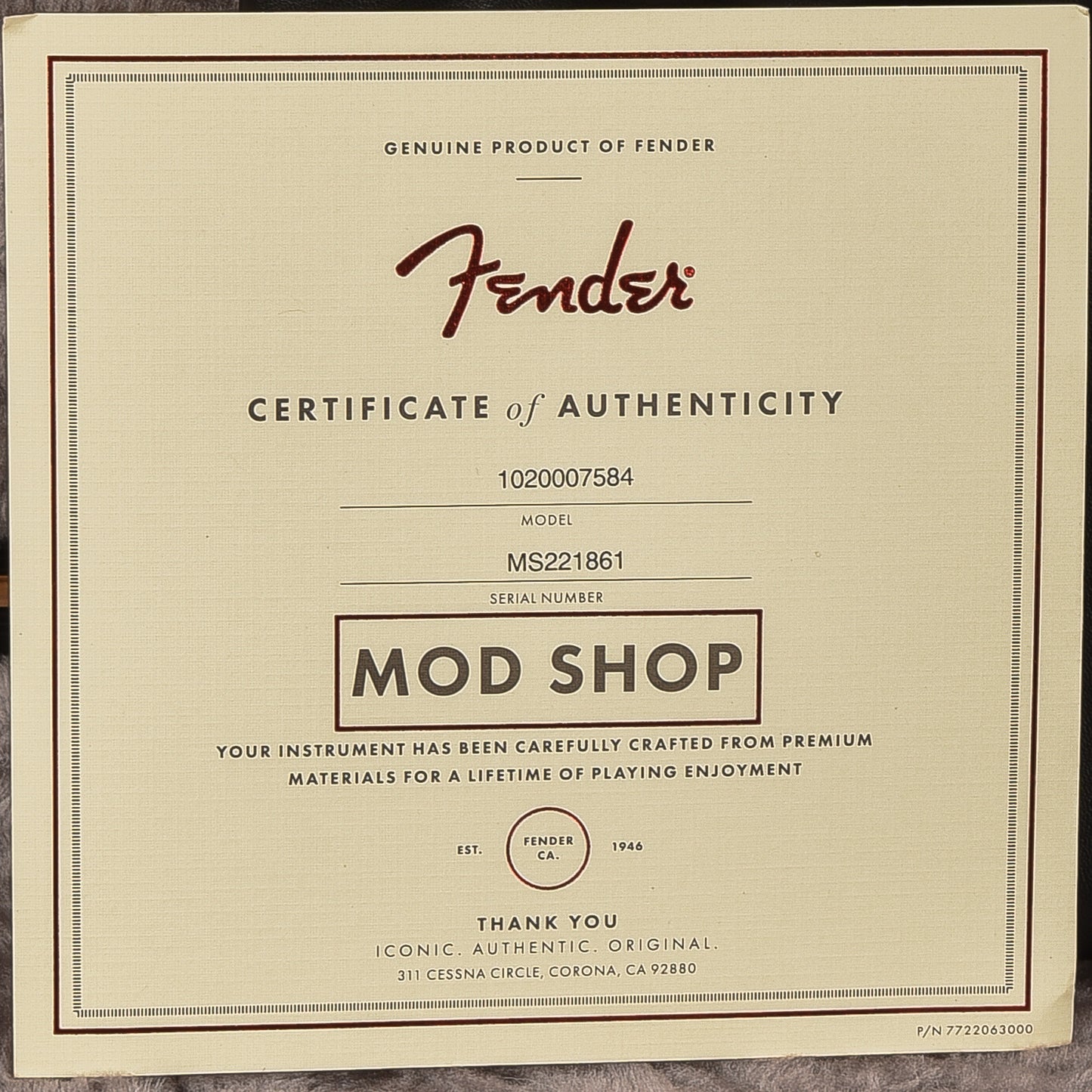 Fender Mod Shop Stratocaster Desert Sand 2022