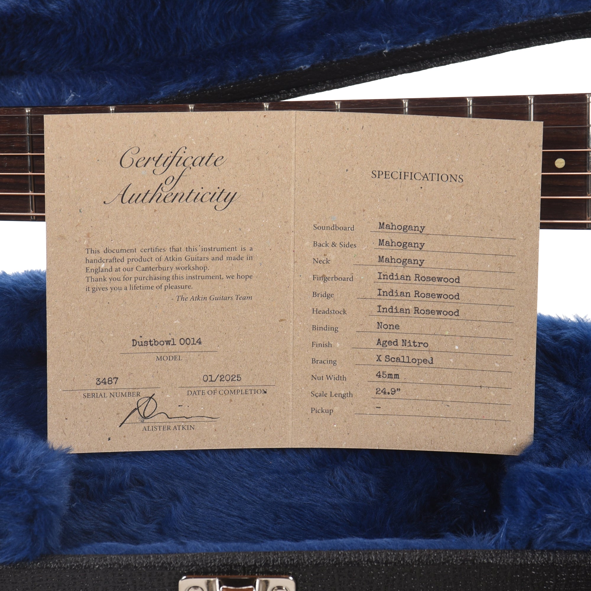 Atkin Dust Bowl 00 Mahogany Natural (Serial #3487)