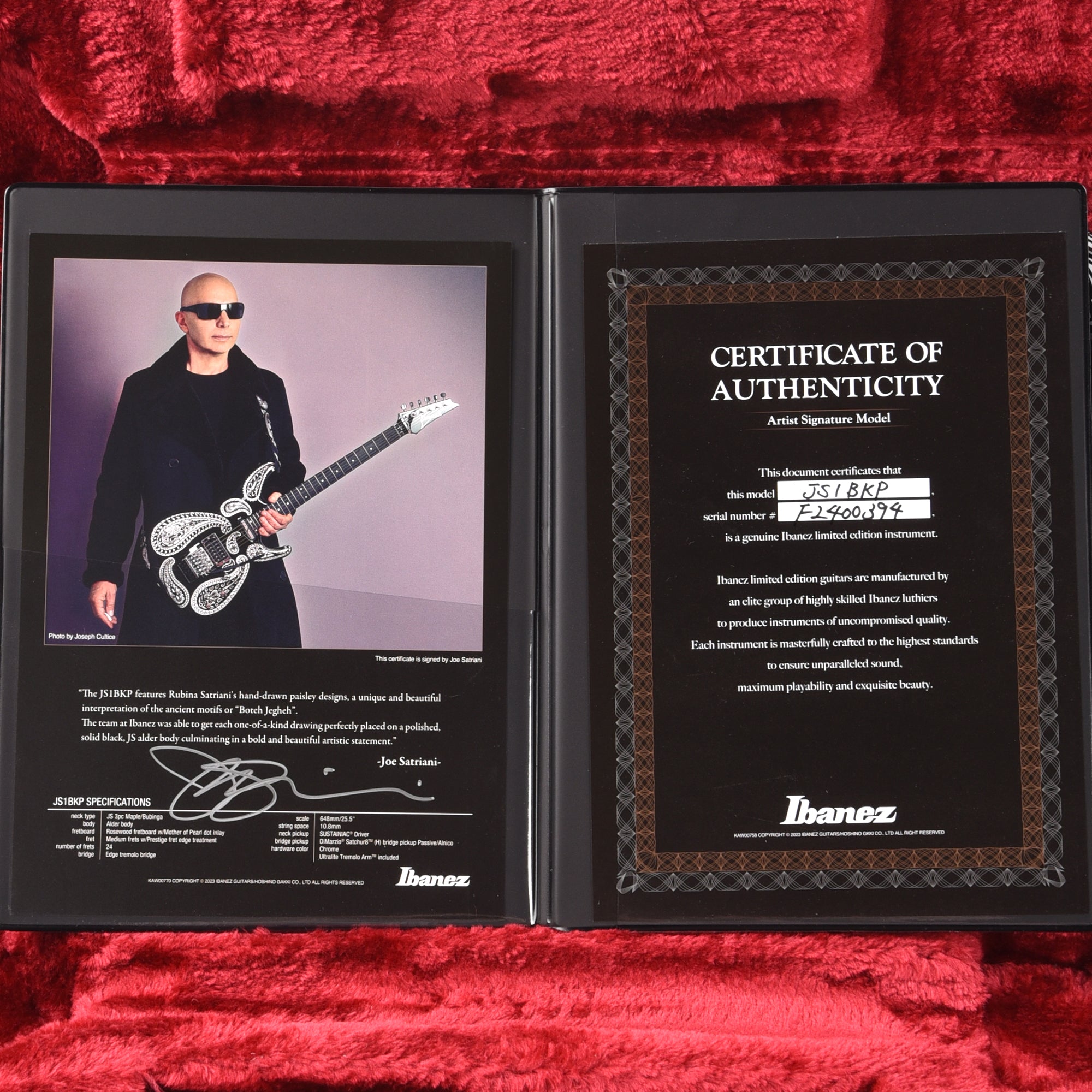 Ibanez JS1BKP Joe Satriani Signature Model Paisley Pattern