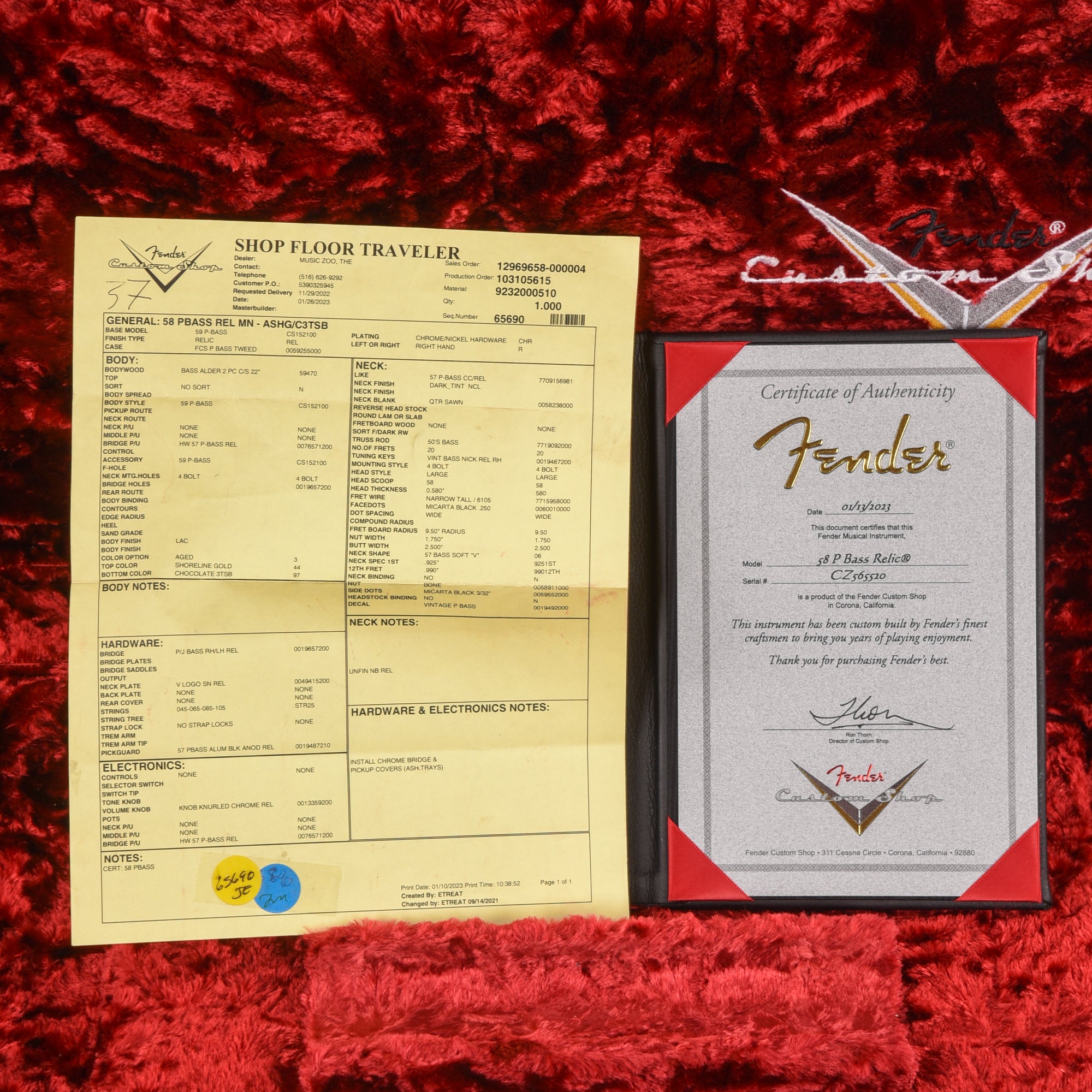 Fender Custom Shop '58 Precision Bass Relic Shoreline Gold 2023