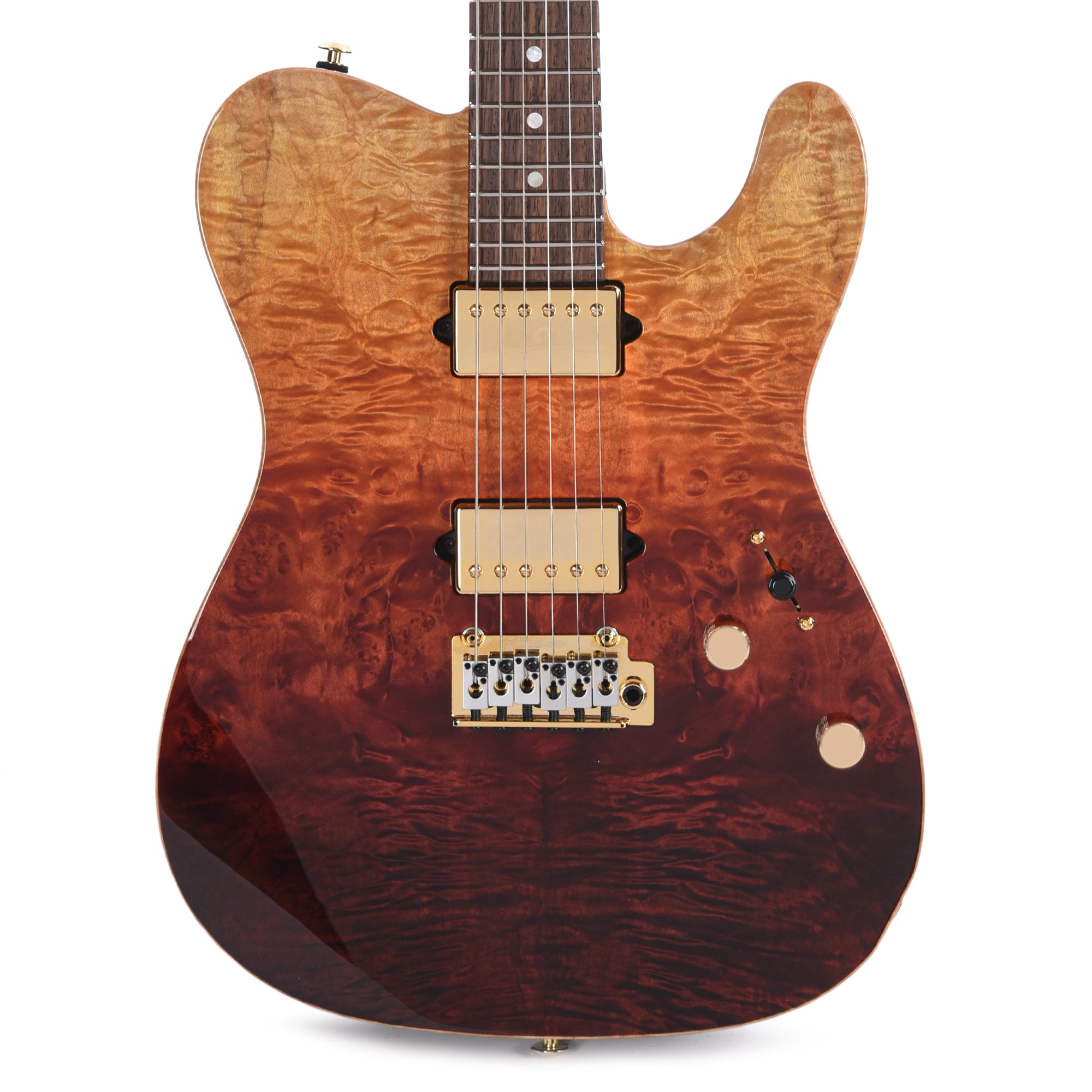 Suhr Custom Modern T Desert Gradient w/CME-Selected Waterfall Burl Maple Top