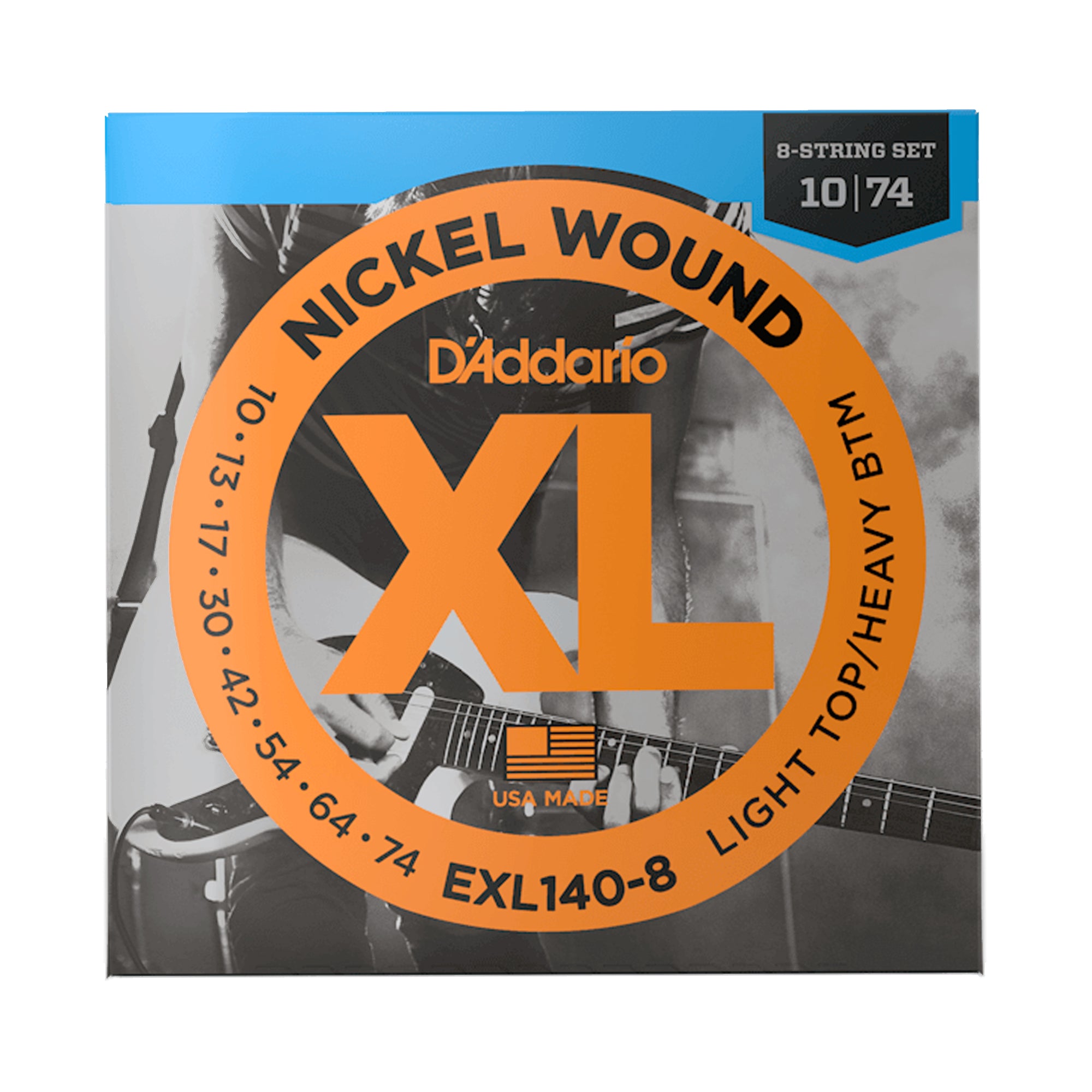 D'Addario EXL140-8 Nickel Light Top/Heavy Bottom 8-String Set 10-74