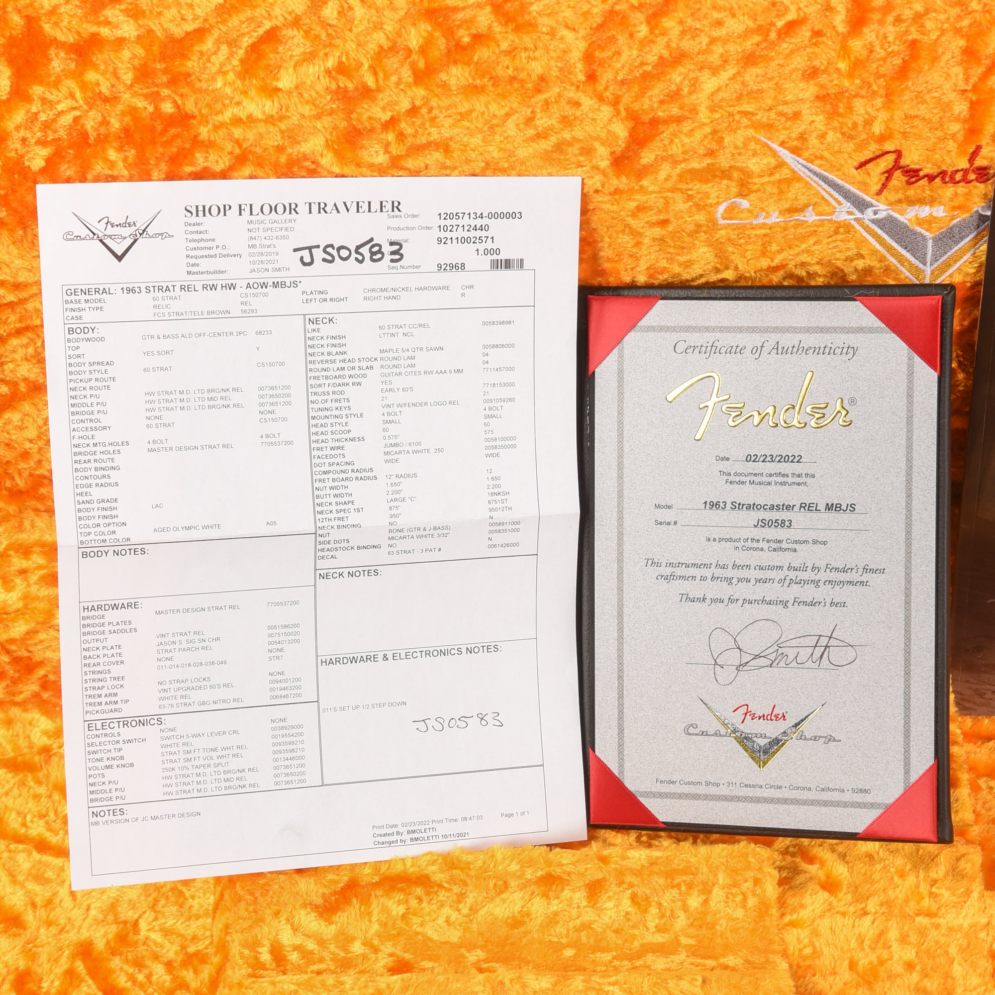 Fender Custom Shop Jason Smith Masterbuilt 1963 Stratocaster Relic Olympic White 2022