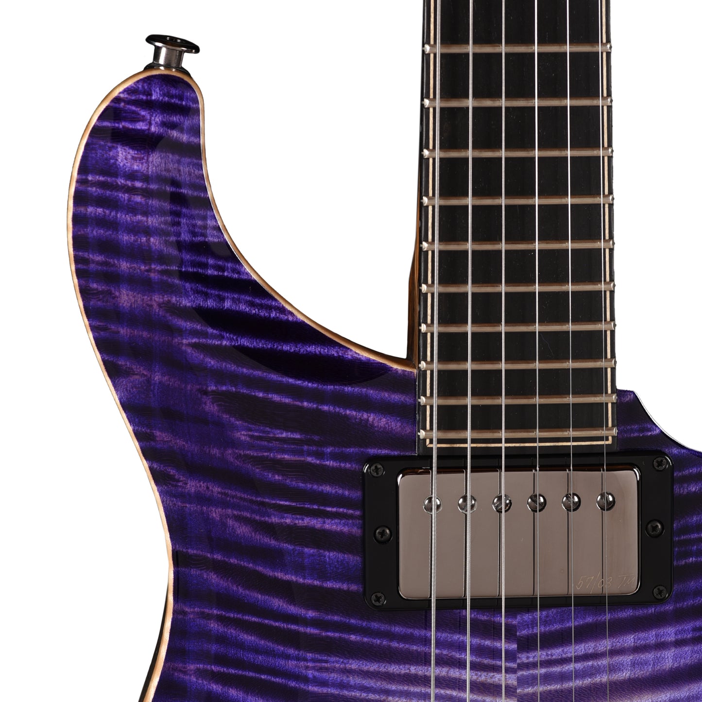 PRS Private Stock #11757 Custom 24 Stoptail Curly Maple/Swamp Ash Purple Glow w/Pale Moon Ebony Neck & Bats in Flight Inlay