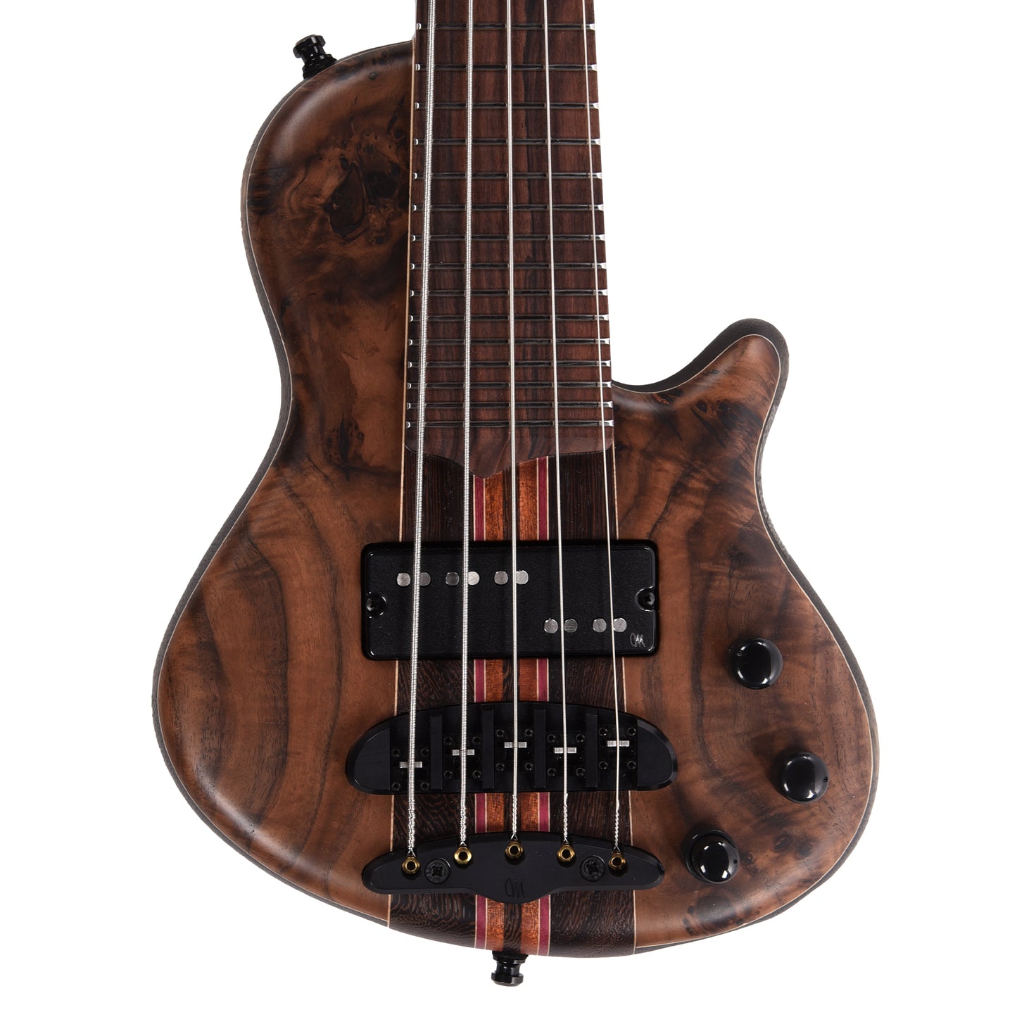 Mayones Cali 5 Bass Walnut Curly Master Grade/Black Limba Natural