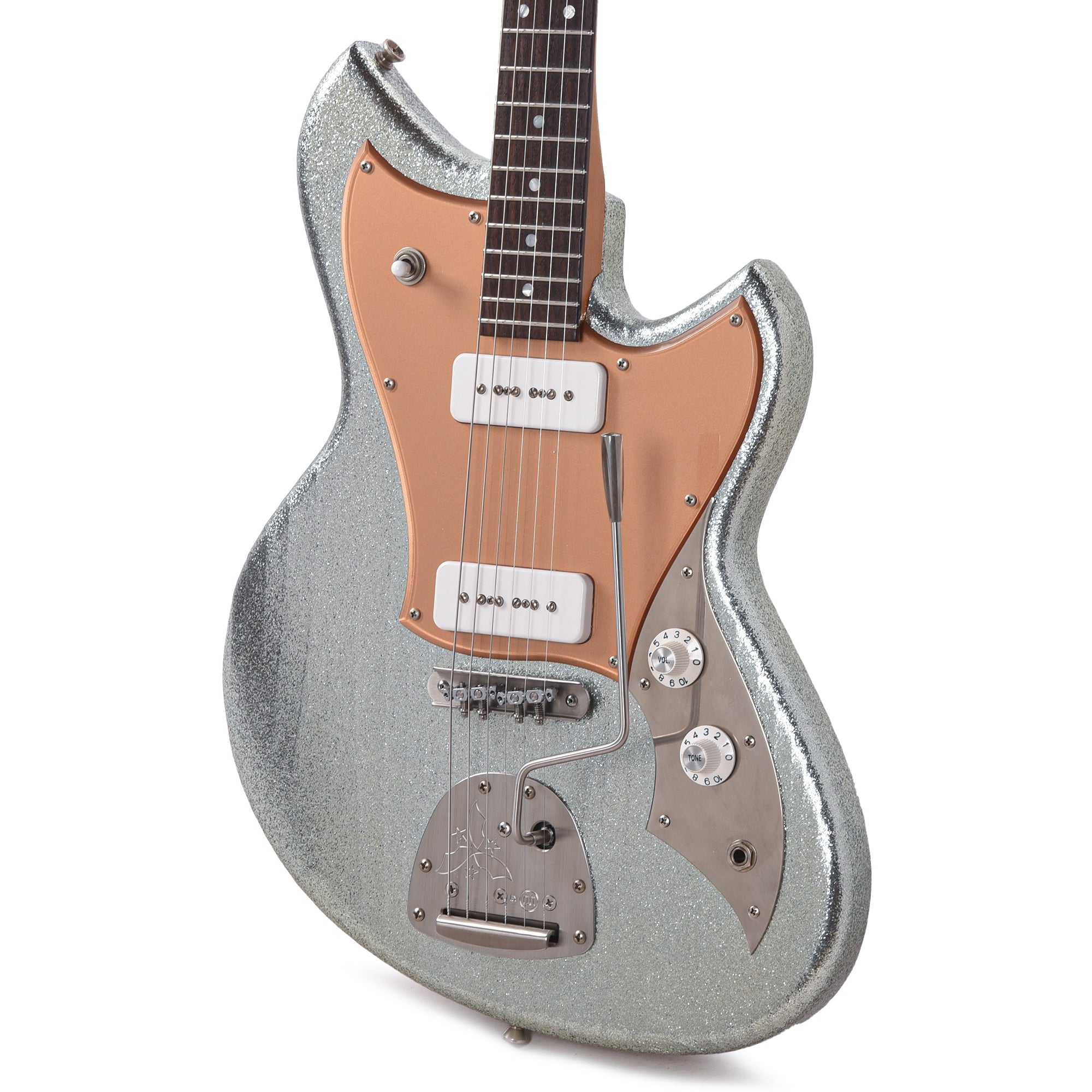 Novo Serus J Ice Blue Sparkle Light Distress w/Gold Plexi Pickguard and & Fralin P-90 Pickups