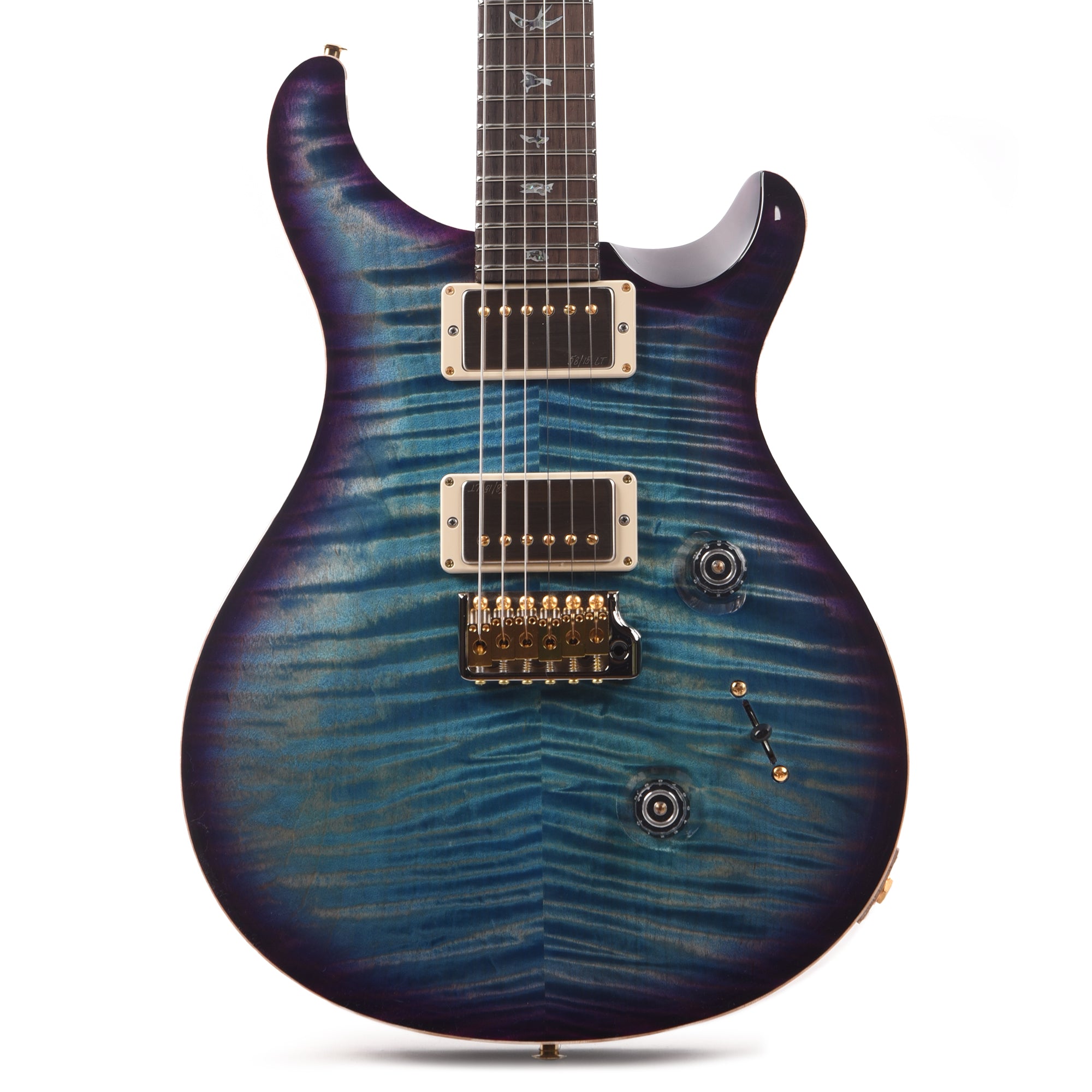 PRS Wood Library Custom 24 Fat Back 10-Top Flame Aquableux Purple Burst w/Brazilian Rosewood Fingerboard
