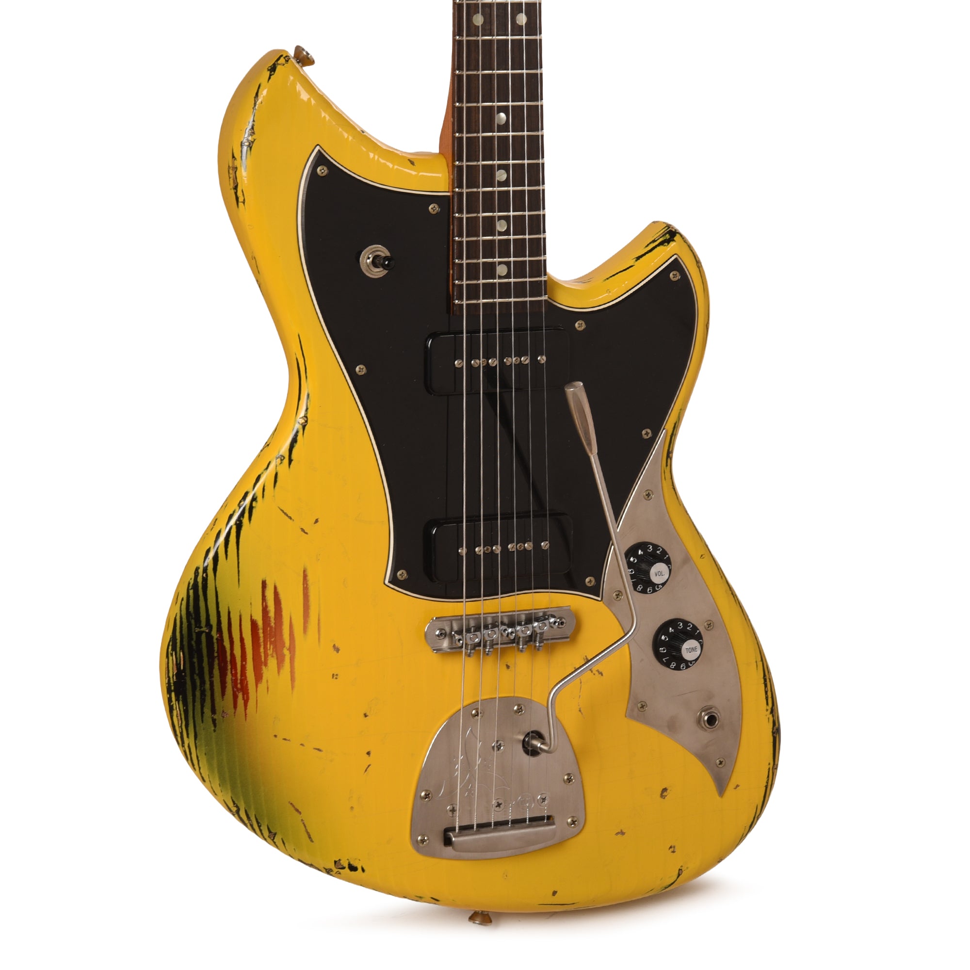 Novo Serus J Vandalism Yellow Over '64 3-Tone Burst Distress w/Fralin P-90 Pickups