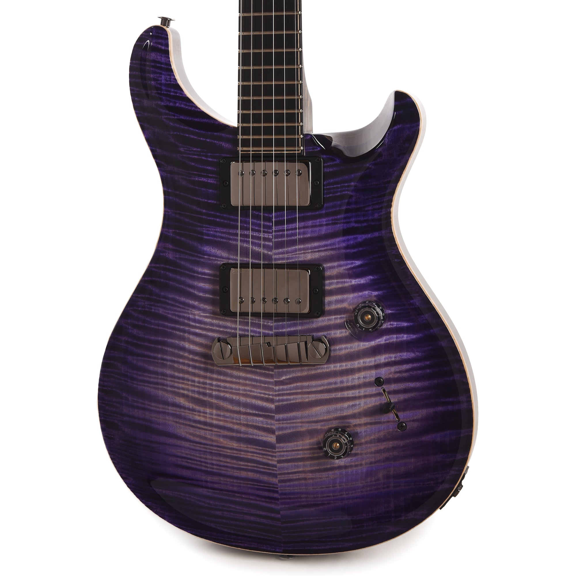 PRS Private Stock #11757 Custom 24 Stoptail Curly Maple/Swamp Ash Purple Glow w/Pale Moon Ebony Neck & Bats in Flight Inlay