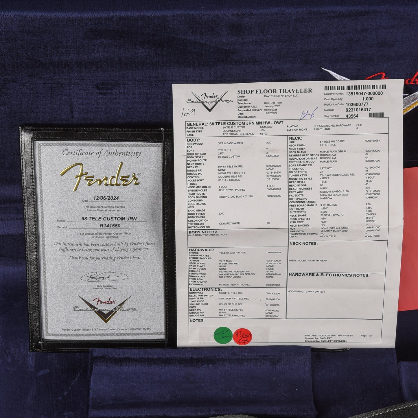 Fender Custom Shop '68 Telecaster Custom Journeyman Relic Olympic White 2024