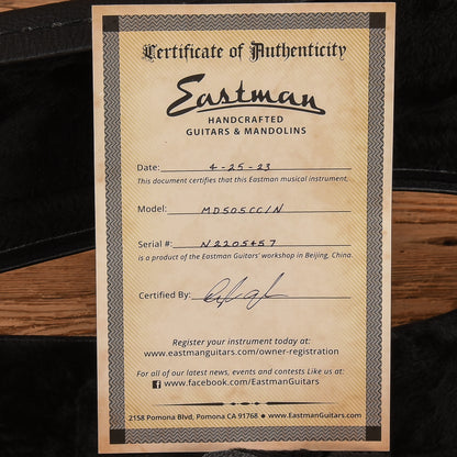 Eastman MD505CC/n Sitka/Maple A-Style Mandolin Classic Finish Vintage Nitro