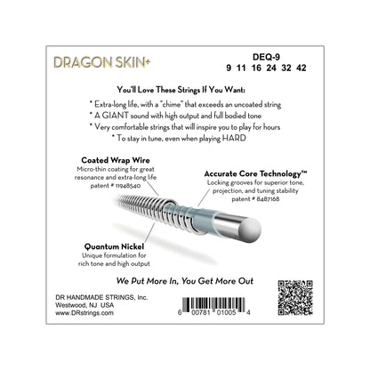 DR Strings DRAGON SKIN+ Quantum Nickel Electric Guitar Strings Light 9-42