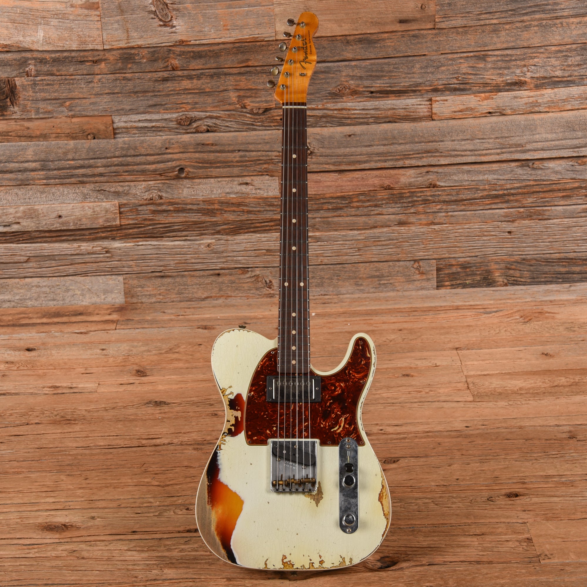 Fender Custom Shop '60 HS Telecaster Custom Heavy Relic Olympic White Over Sunburst 2020