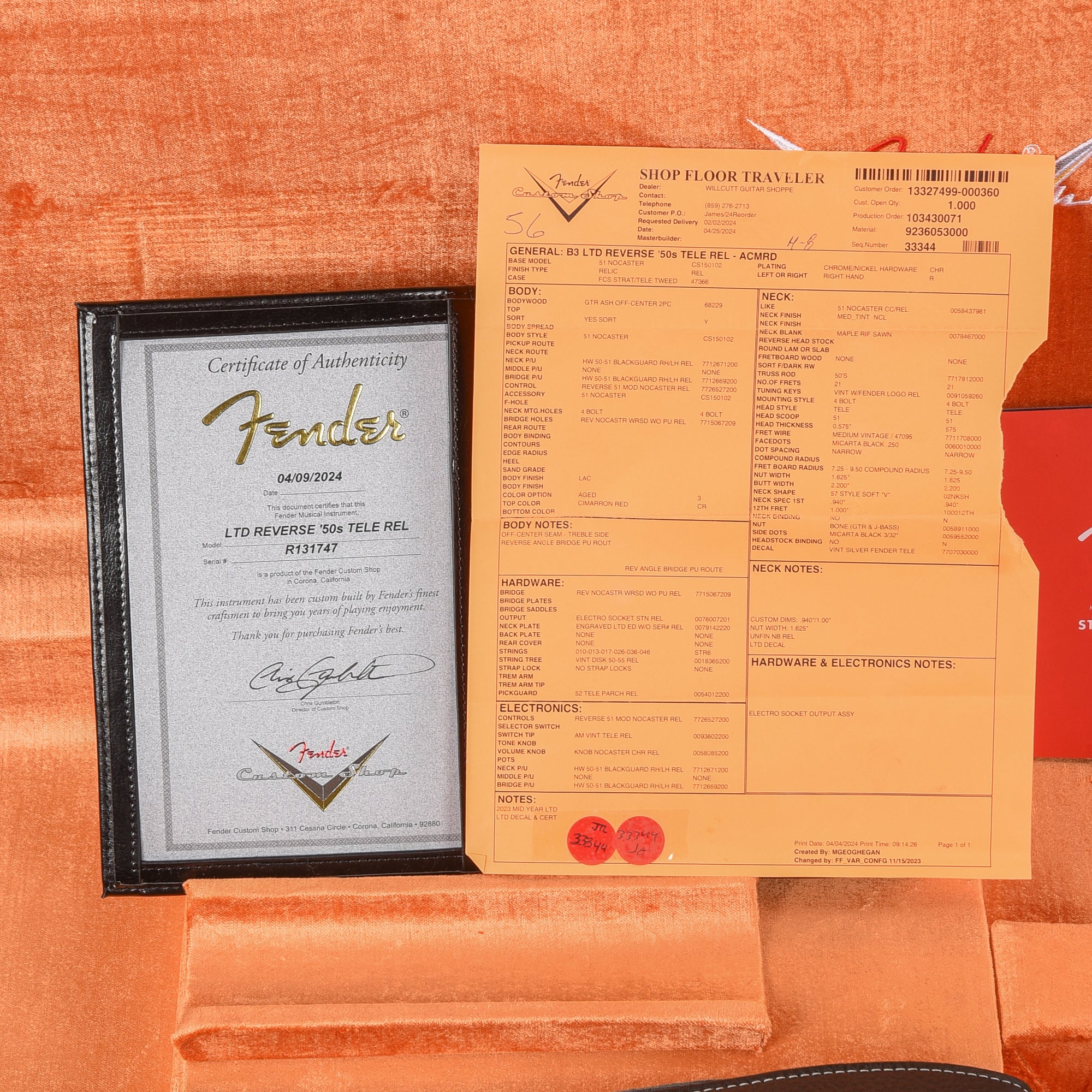 Fender Custom Shop Reverse 50's Telecaster Relic Crimson Red 2024