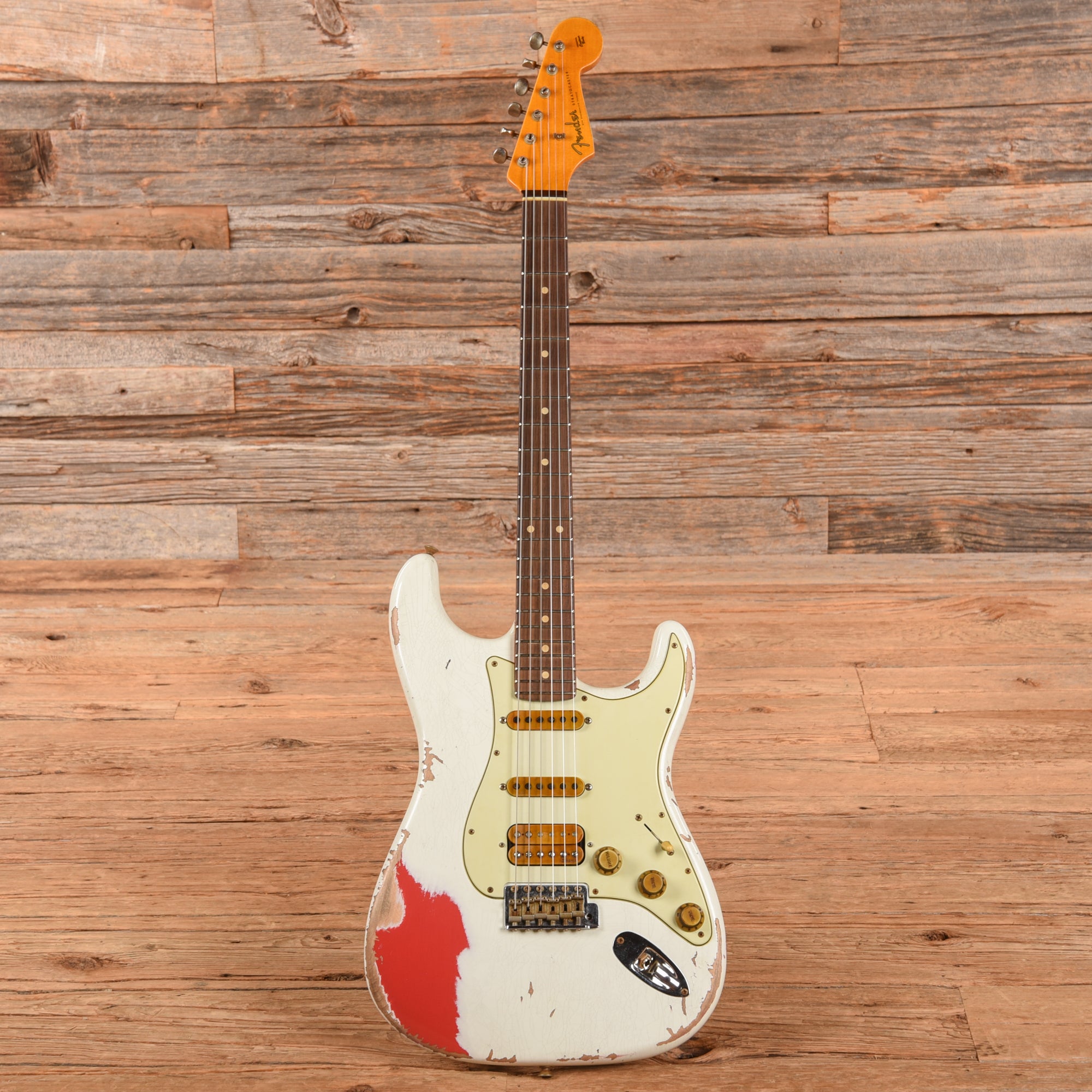 Fender Custom Shop White Lightning 2.0 Stratocaster Heavy Relic Aged Olympic White Over Fiesta Red 2022
