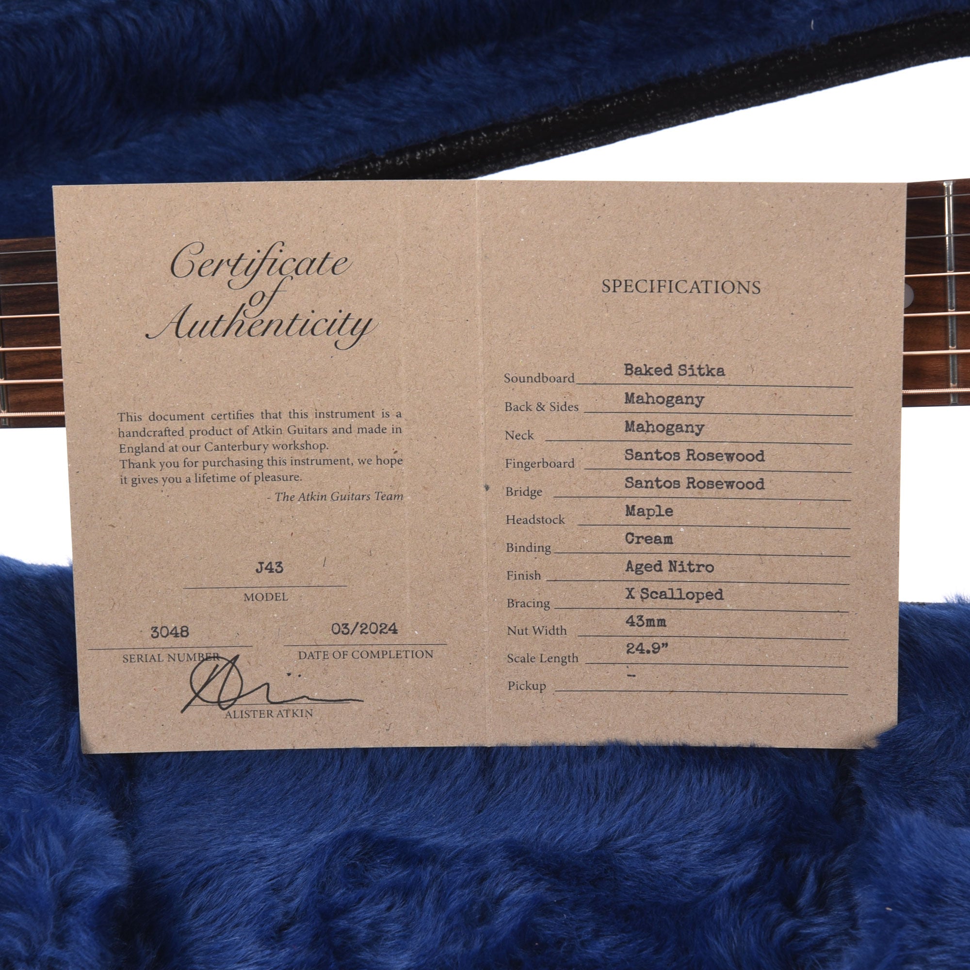 Atkin The Forty Three Baked Sitka/Mahogany Aged Sunburst