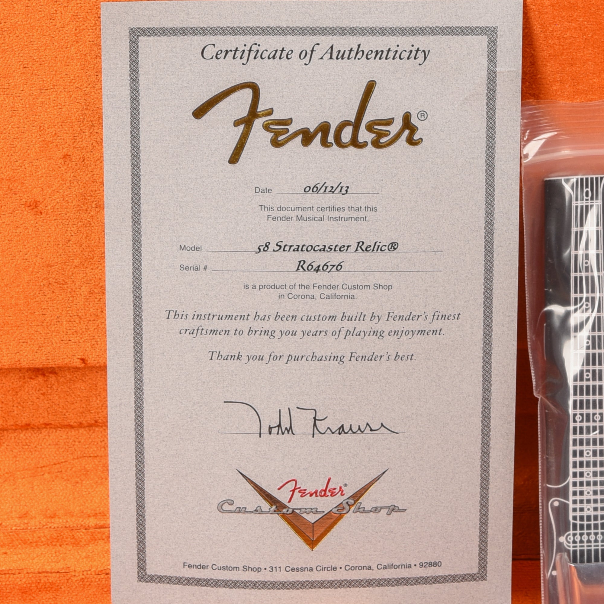 Fender Custom Shop Todd Krause Masterbuilt 58 Stratocaster Relic Sunburst 2013