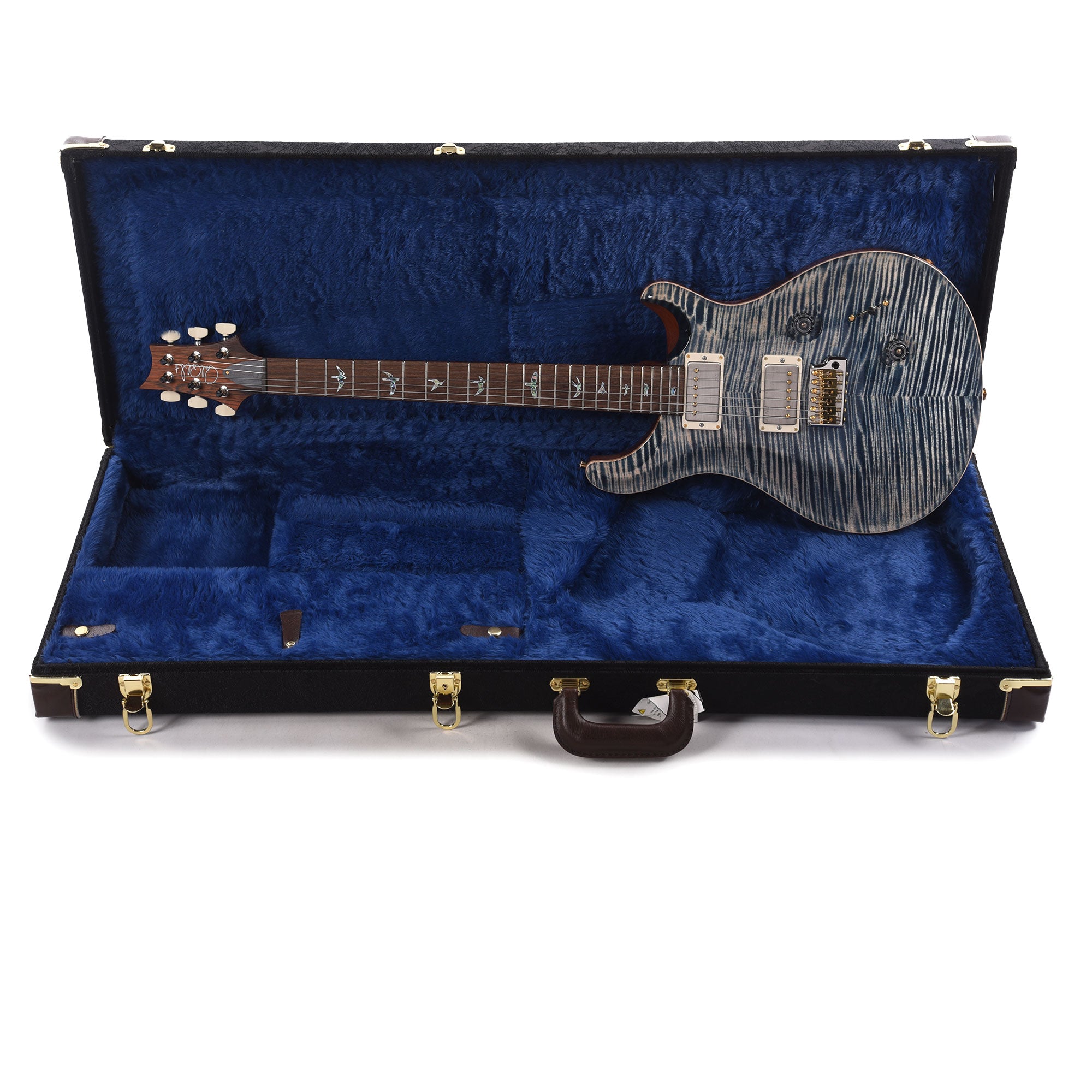 PRS Wood Library Custom 24 Fat Back 10-Top Flame Faded Whale Blue w/Brazilian Rosewood Fingerboard