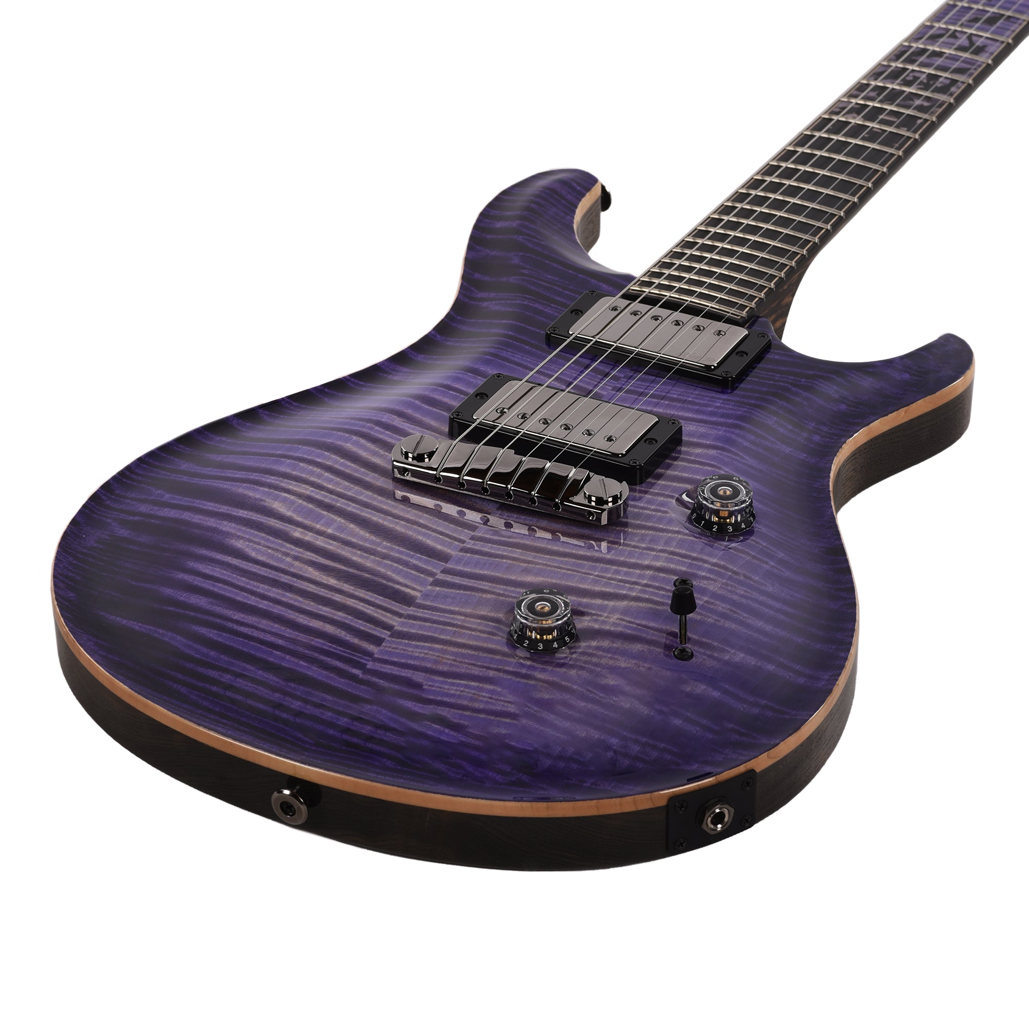 PRS Private Stock #11757 Custom 24 Stoptail Curly Maple/Swamp Ash Purple Glow w/Pale Moon Ebony Neck & Bats in Flight Inlay