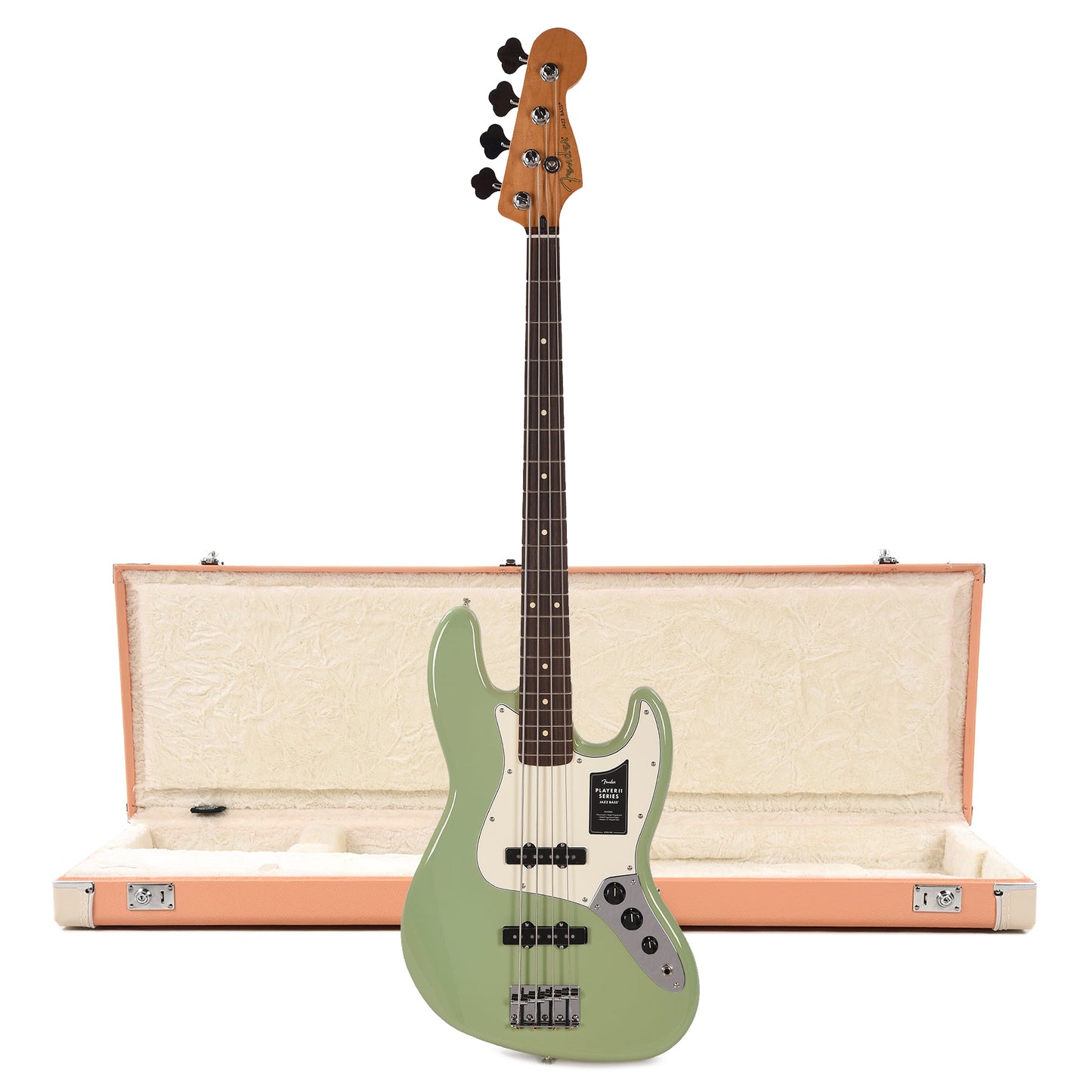 Fender Player II Jazz Bass RW Birch Green and Pacific Peach Hardshell Case Bundle