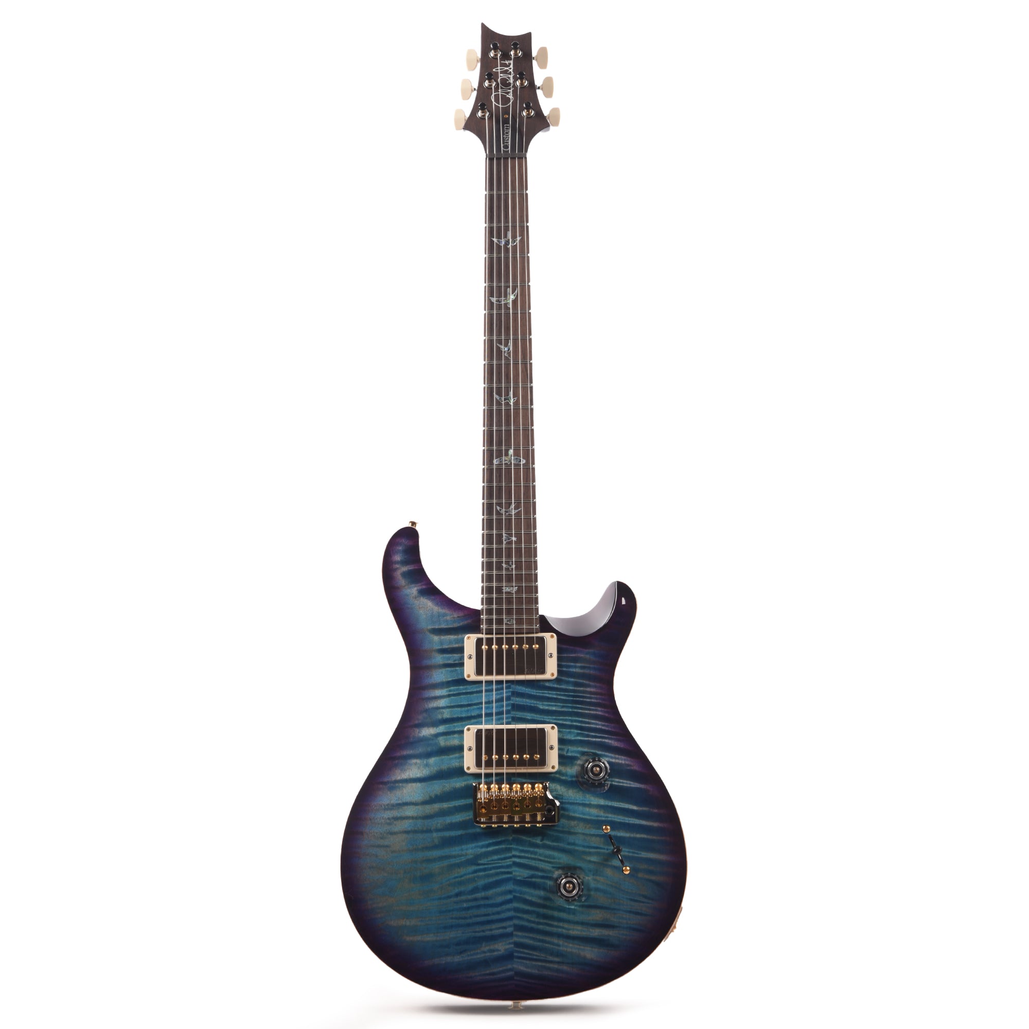 PRS Wood Library Custom 24 Fat Back 10-Top Flame Aquableux Purple Burst w/Brazilian Rosewood Fingerboard