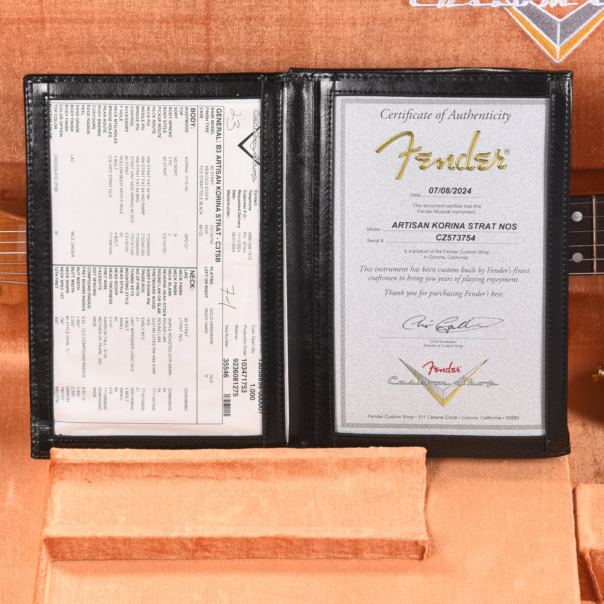 Fender Custom Shop Artisan Korina Stratocaster Chocolate 3-Color Sunburst