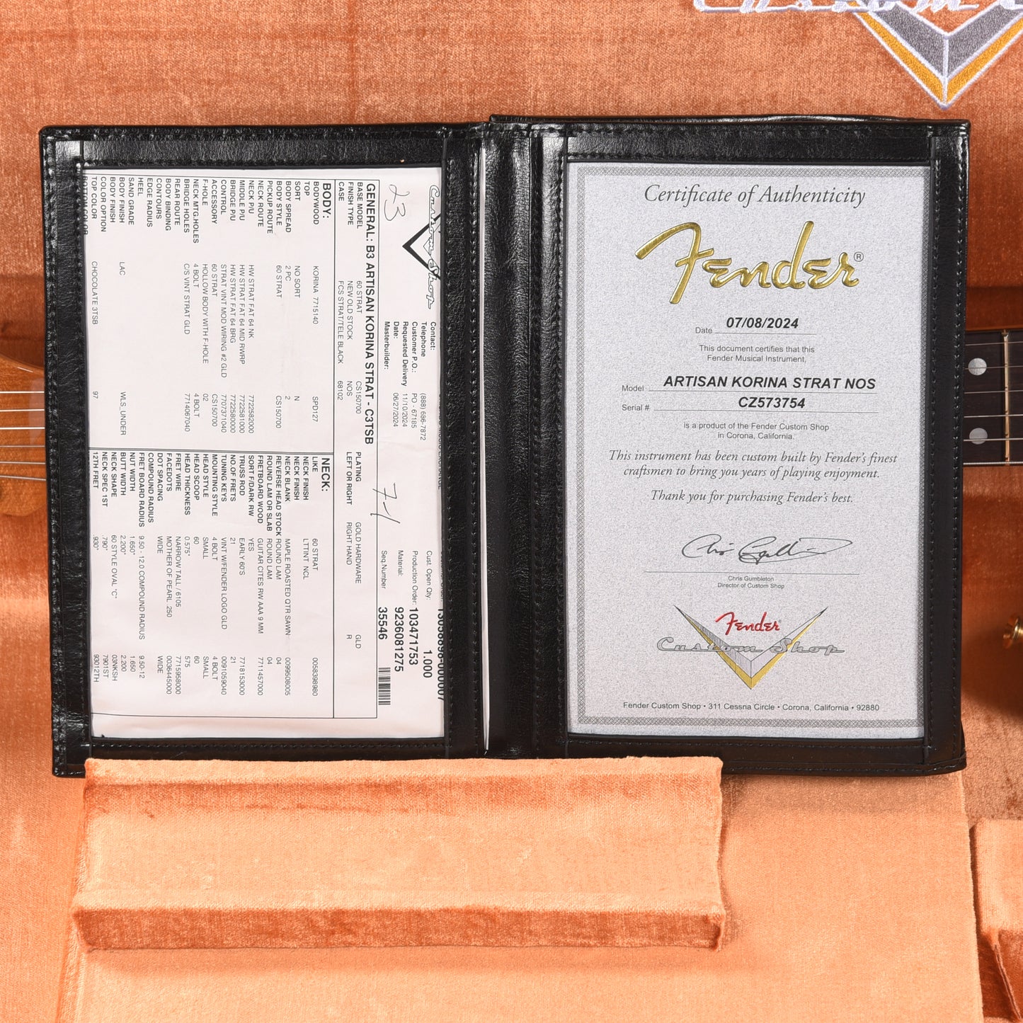 Fender Custom Shop Artisan Korina Stratocaster Chocolate 3-Color Sunburst