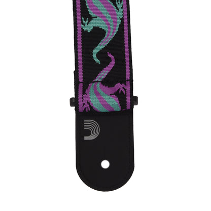 D'Addario Vintage Planet Waves Lizards Guitar Strap Green/Purple