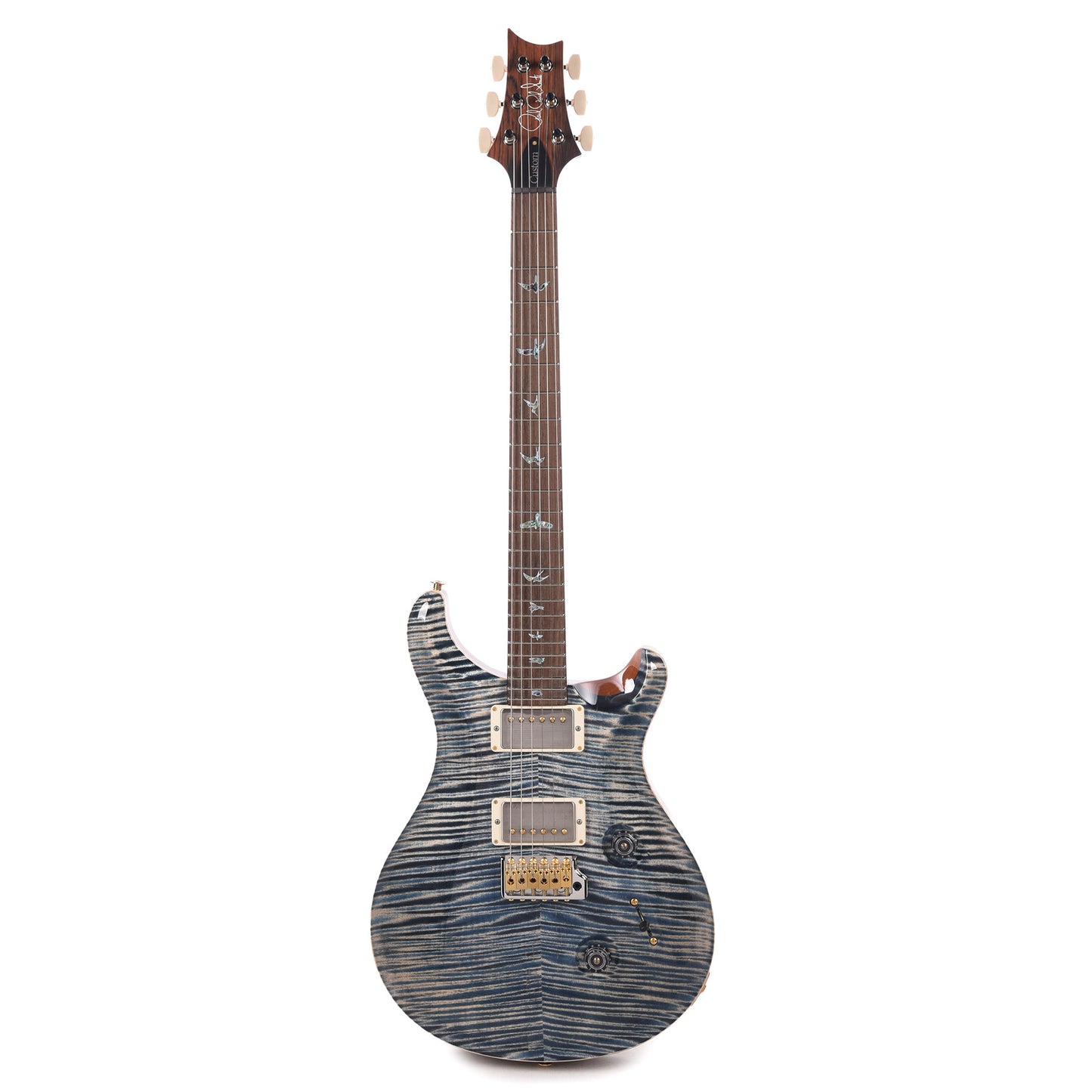 PRS Wood Library Custom 24 Fat Back 10-Top Flame Faded Whale Blue w/Brazilian Rosewood Fingerboard