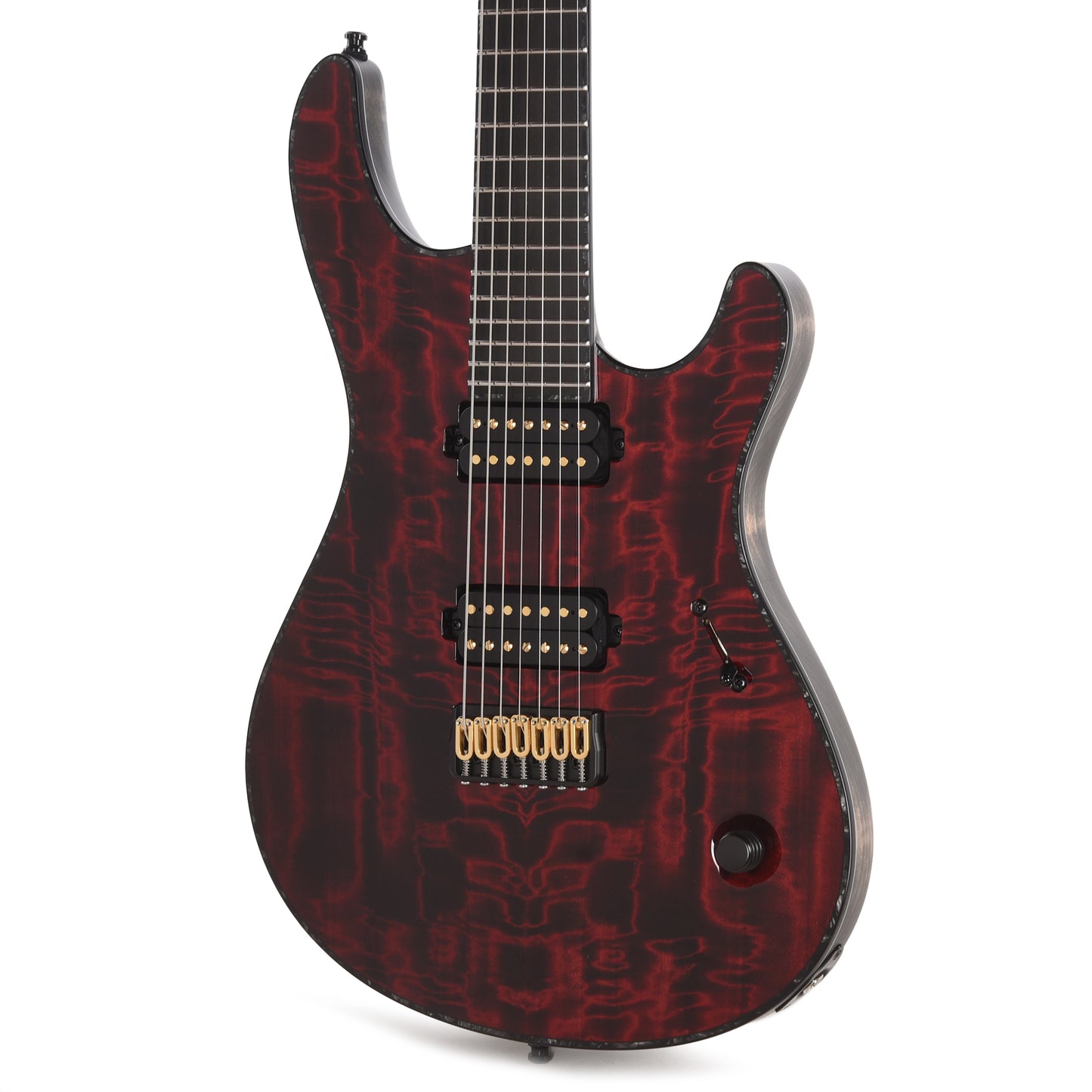 Mayones Regius 7 Curly Poplar 4A/Flamed Alder Trans Dirty Red