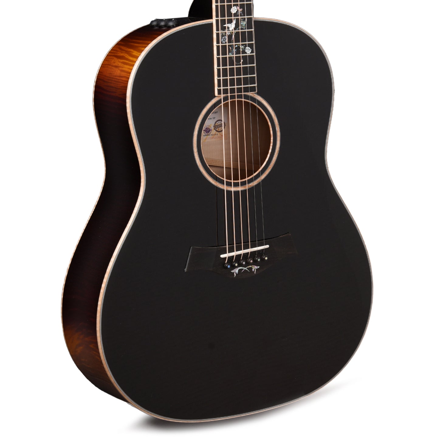 Taylor Custom Grand Pacific Adirondack Spruce/Flame Maple Black Top/Vintage Sunburst Back w/Cindy & Rose Inlays