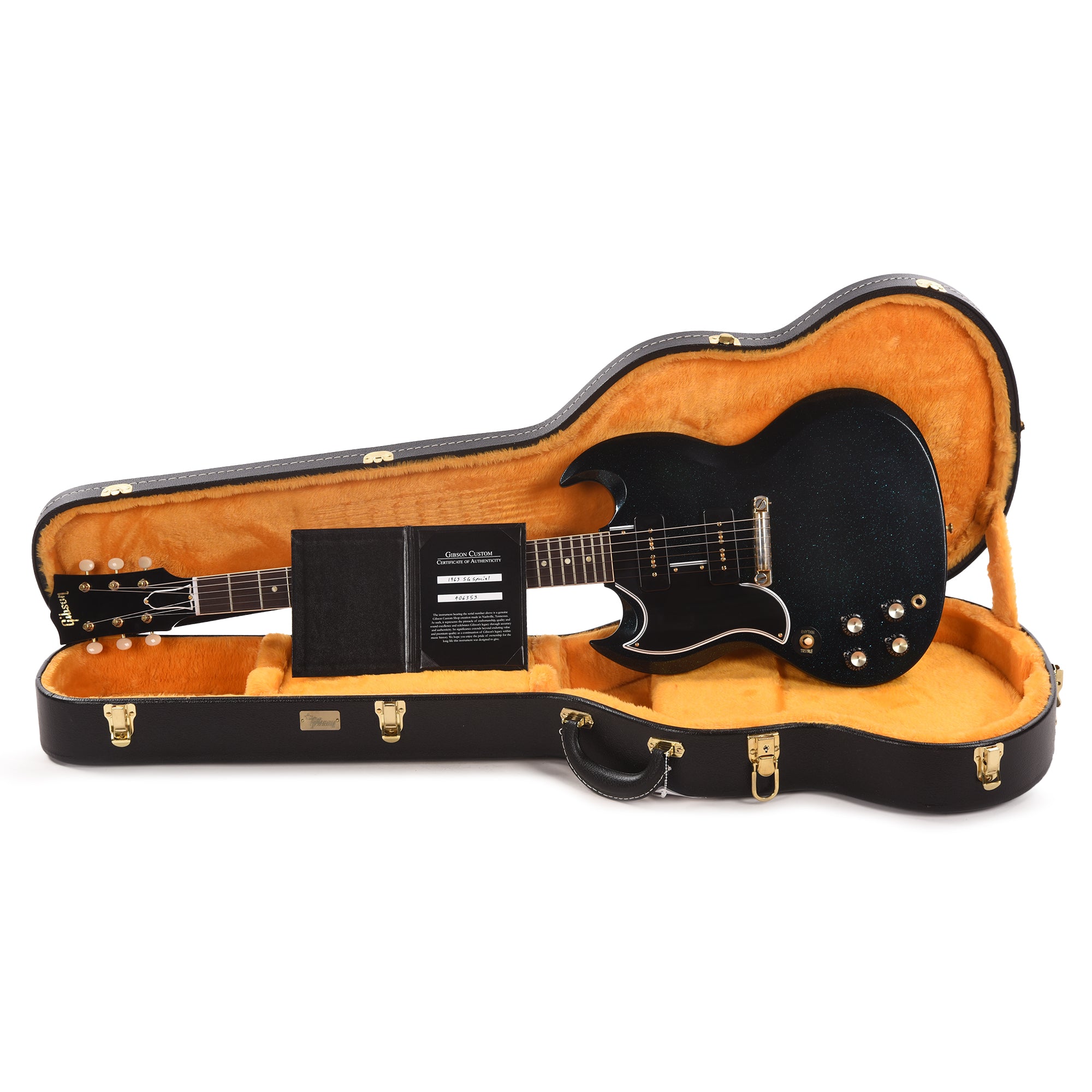 Gibson Custom Shop 1963 SG Special LEFTY Antique Brunswick Blue Sparkle VOS w/Lightning Bar