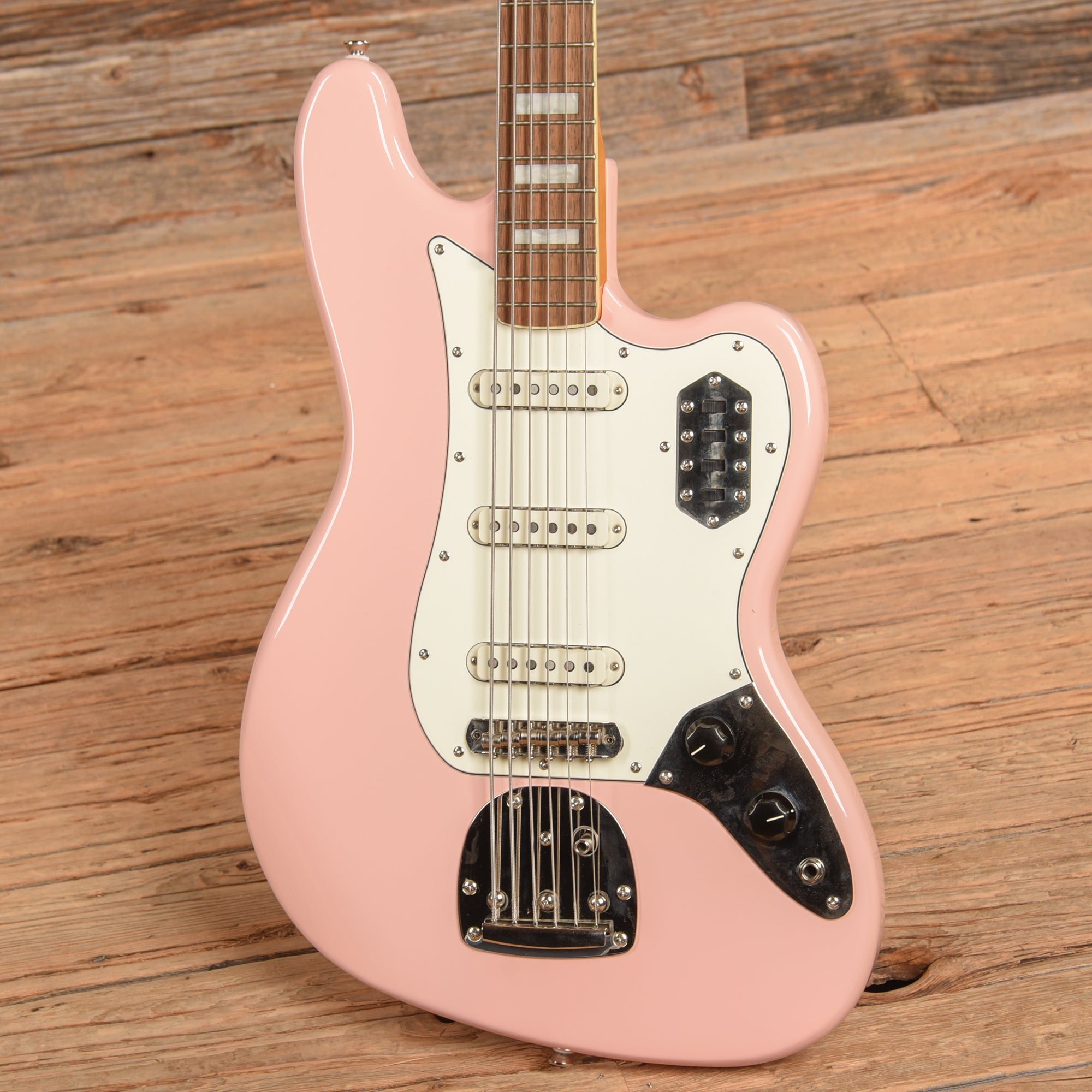 Squier Classic Vibe Bass VI Shell Pink w/Matching Headcap & 3-Ply Parchment Pickguard