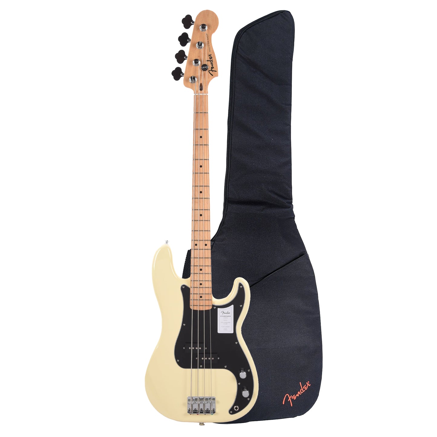 Fender Standard Precision Bass MN Olympic White and FB405 Gig Bag Bundle
