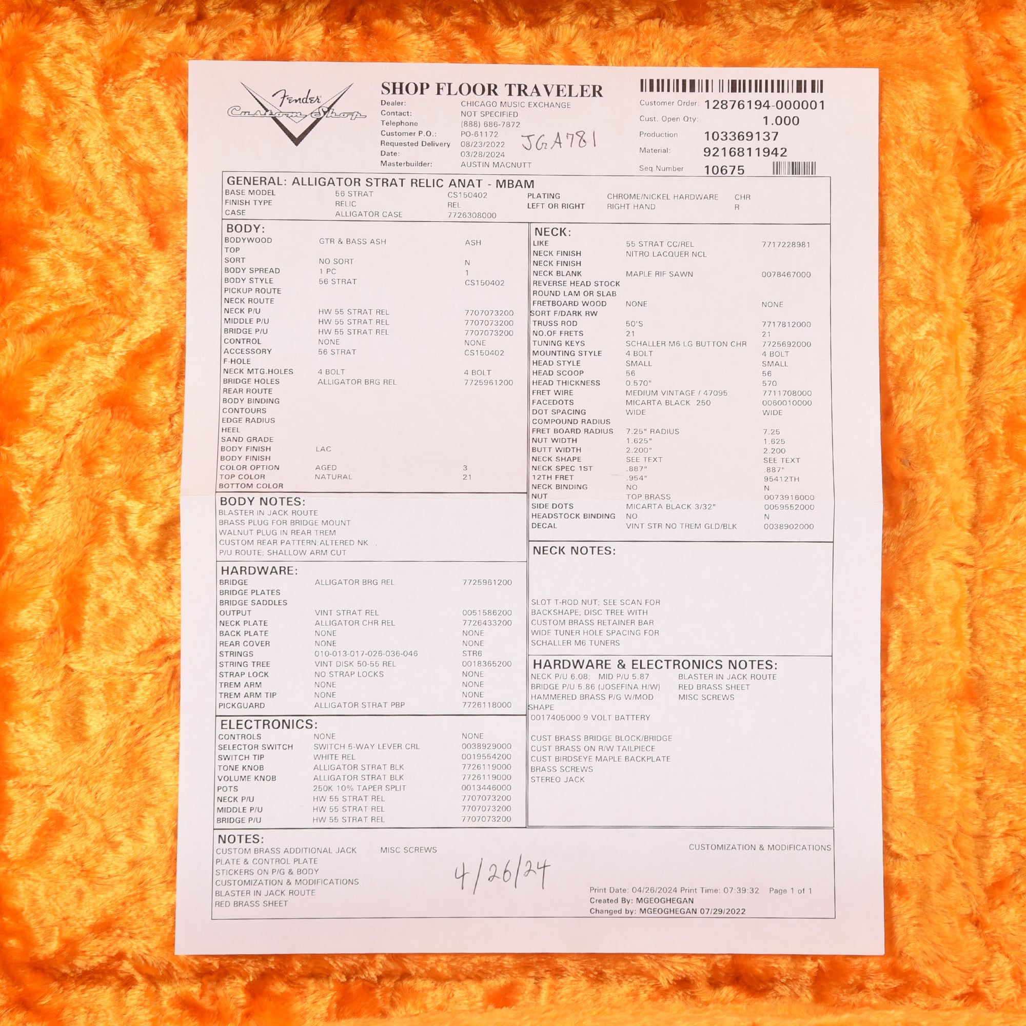 Fender Custom Shop Limited Edition Jerry Garcia Alligator Stratocaster Relic Aged Natural Master Built by Austin MacNutt