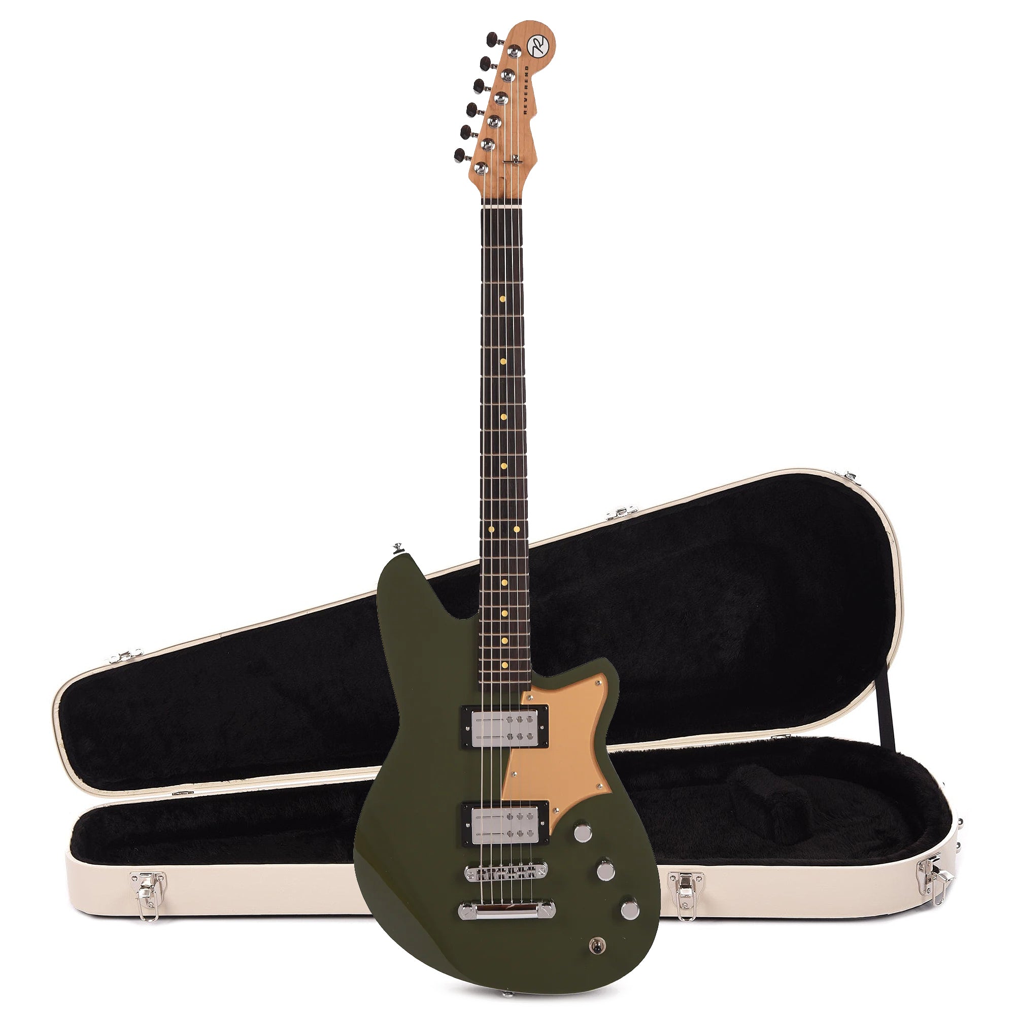 Reverend Descent RA Army Green Hardshell Case Bundle