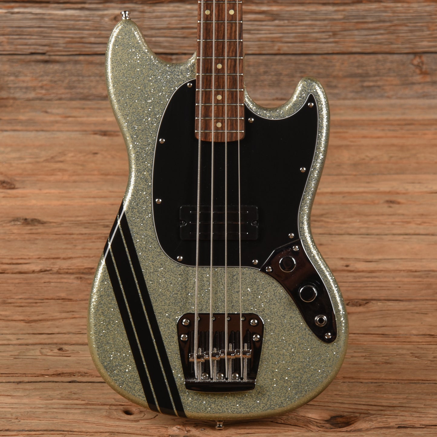 Squier Mikey Way Signature Mustang Bass Silver Sparkle 2015