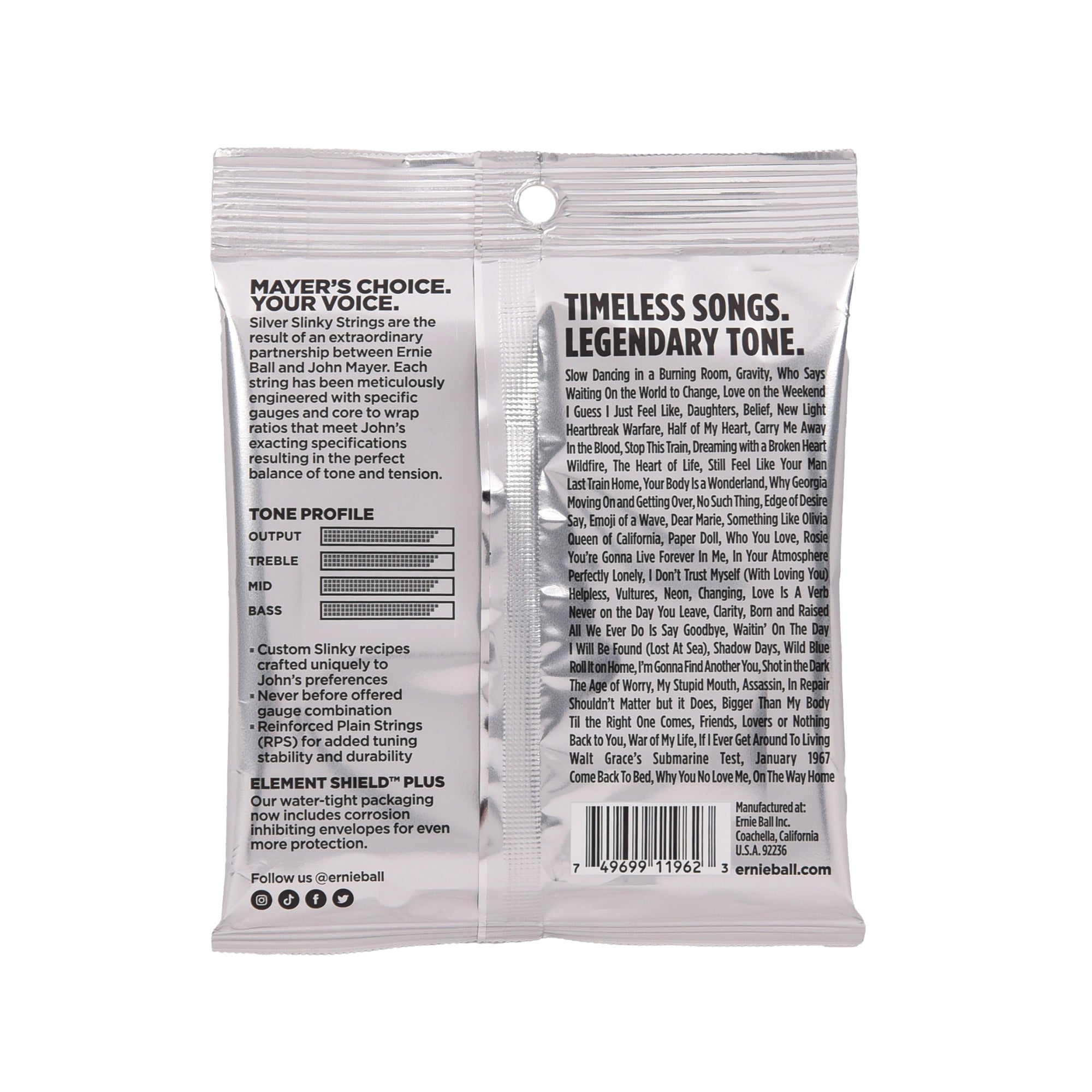 Ernie Ball John Mayer Silver Slinky Nickel Wound Electric Guitar Strings 10.5-47 Gauge