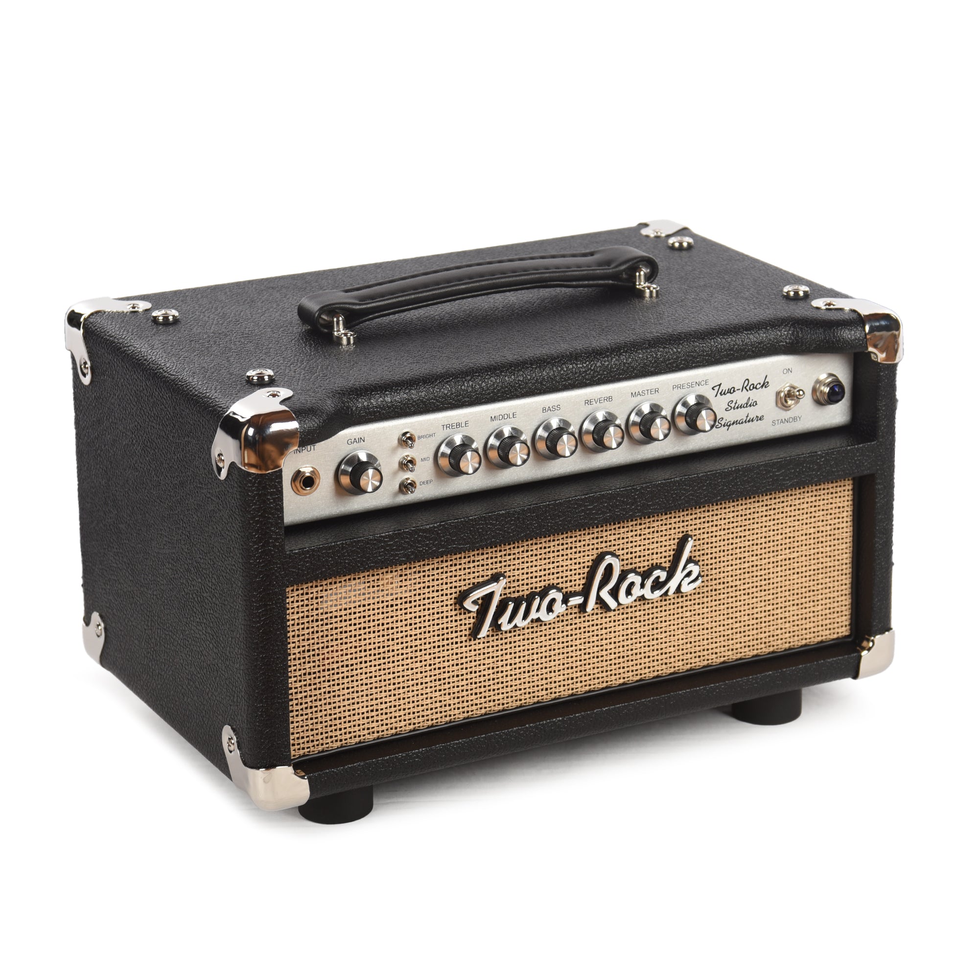 Two Rock Studio Signature 35W Head Silver Anodize Chasis w/Black Bronco Tolex w/ Cane Grill & Silver Knobs